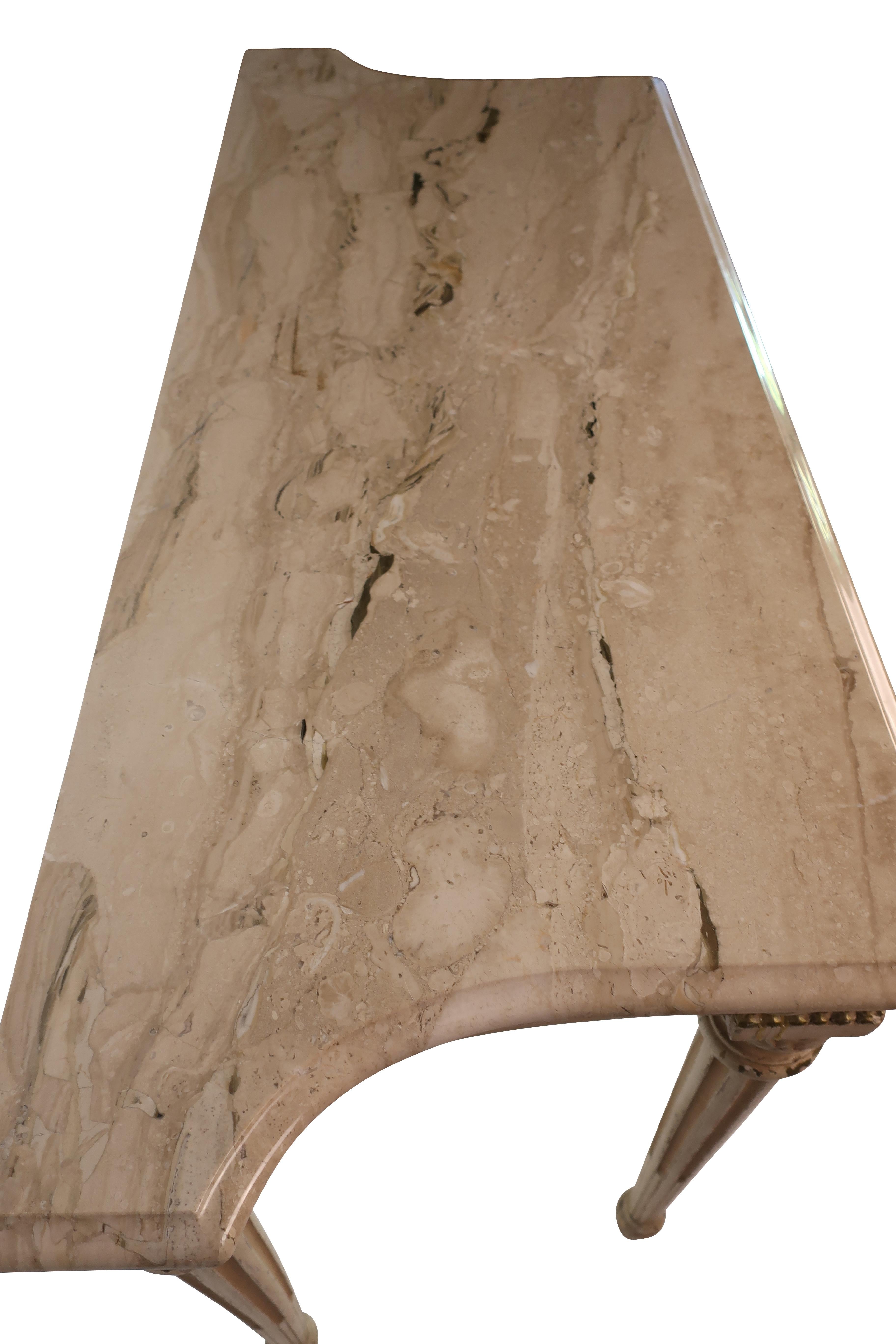 Mid-20th Century Neoclassical Marble Top Console Table Waldorf Astoria