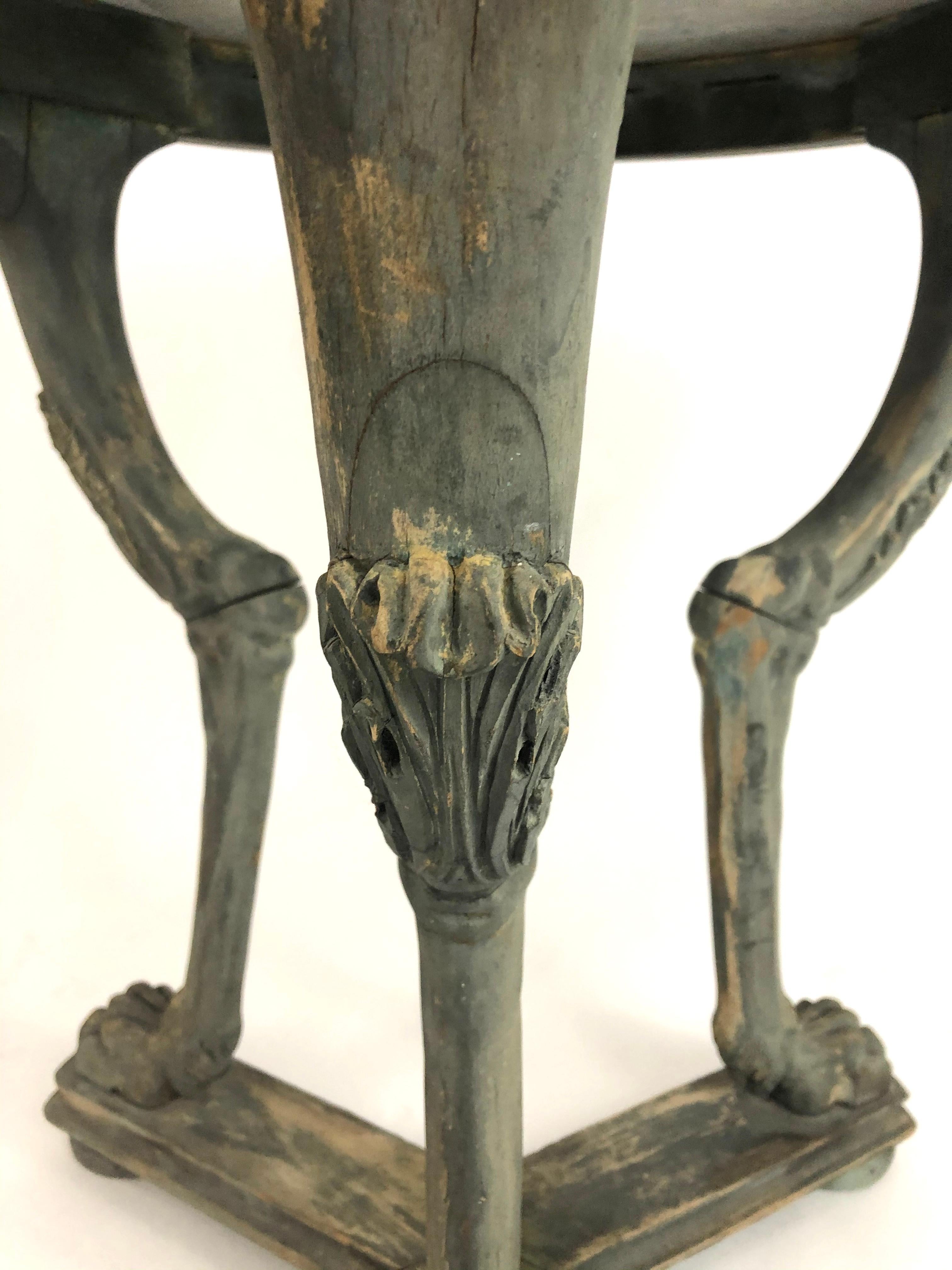 Neoclassical Marble Top Gueridon Side Table with Animal Paw Feet 7