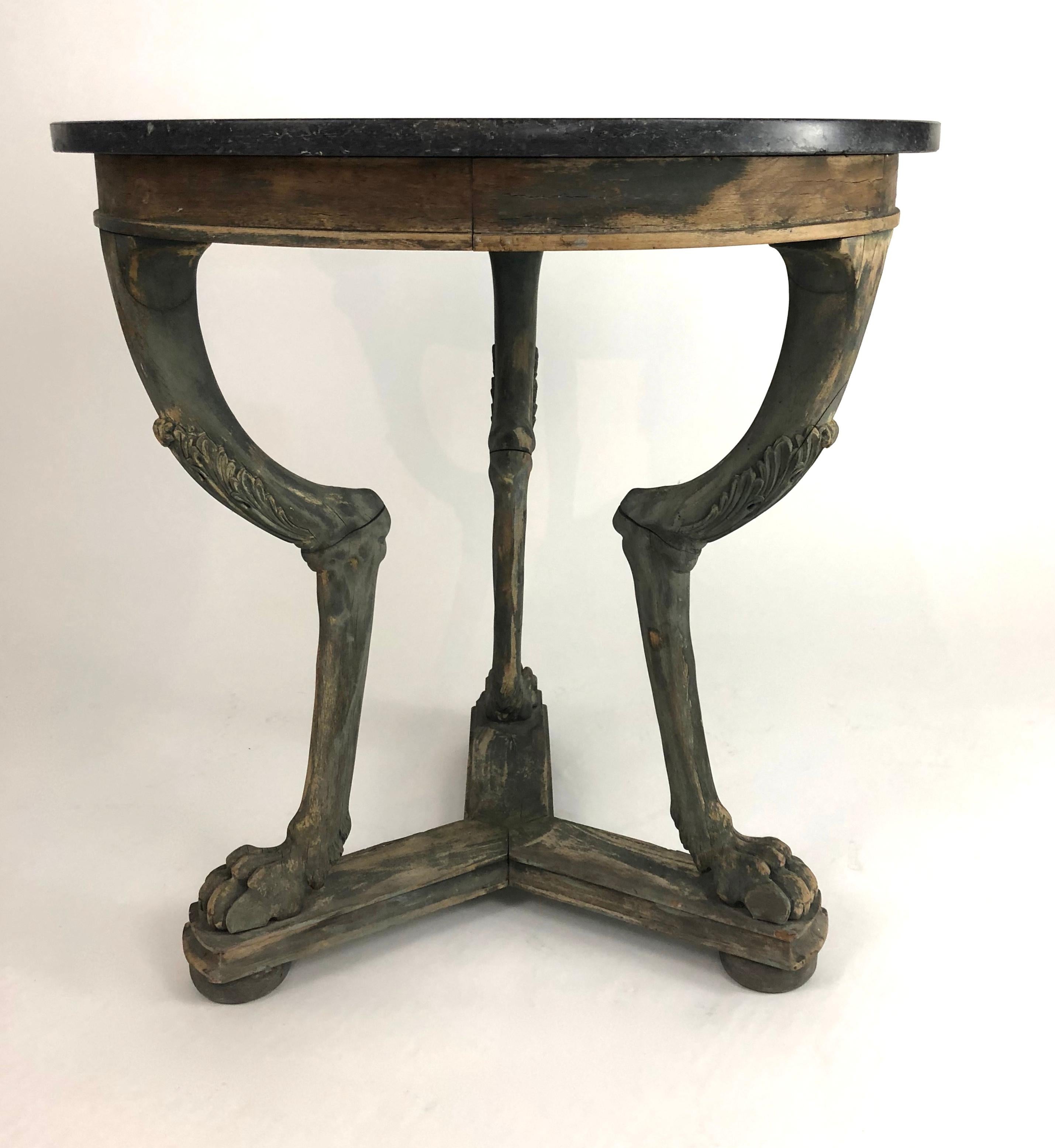 Neoclassical Marble Top Gueridon Side Table with Animal Paw Feet 8