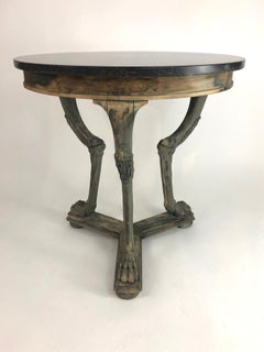 Neoclassical Marble Top Gueridon Side Table with Animal Paw Feet