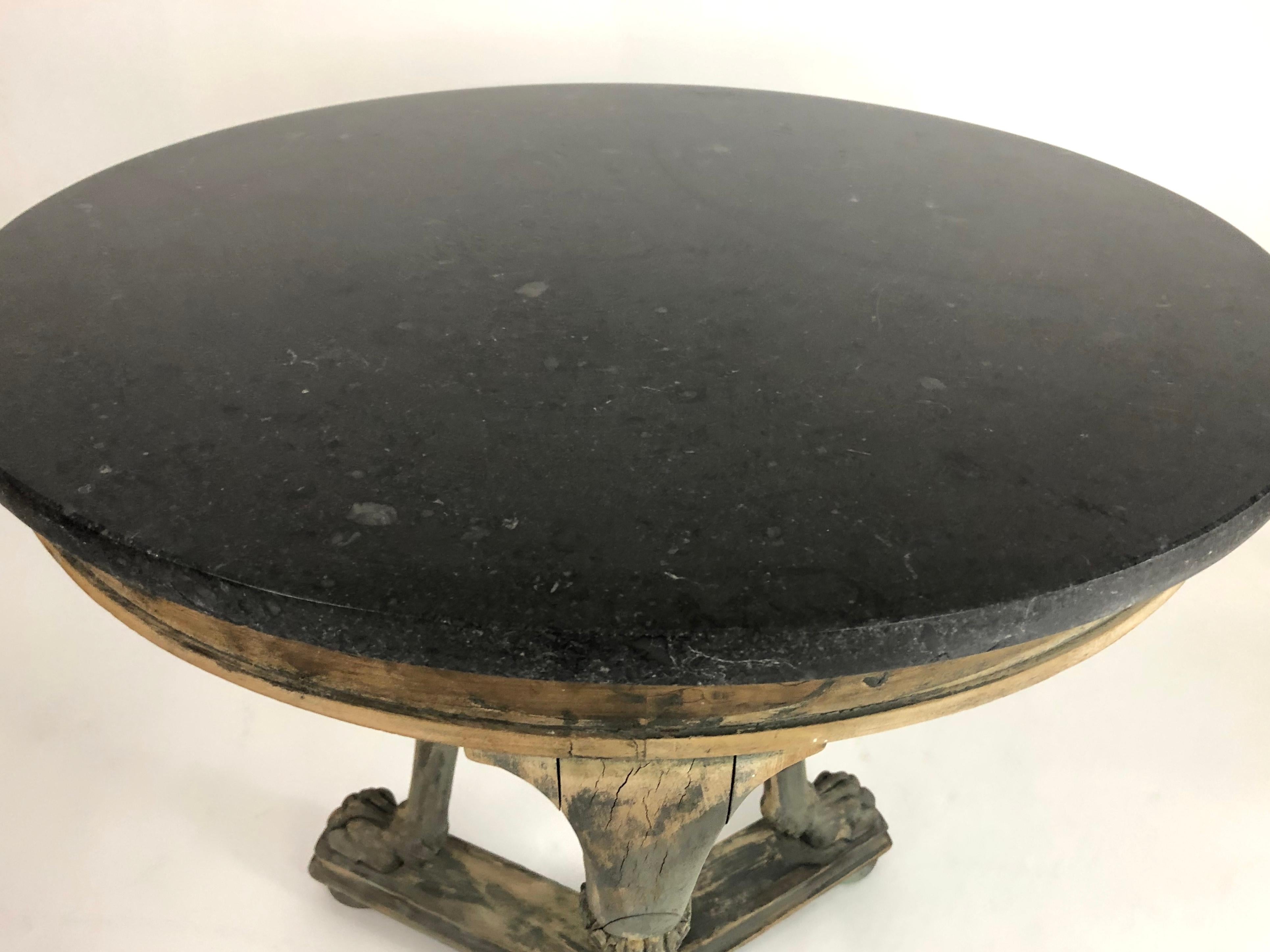 19th Century Neoclassical Marble Top Gueridon Side Table with Animal Paw Feet