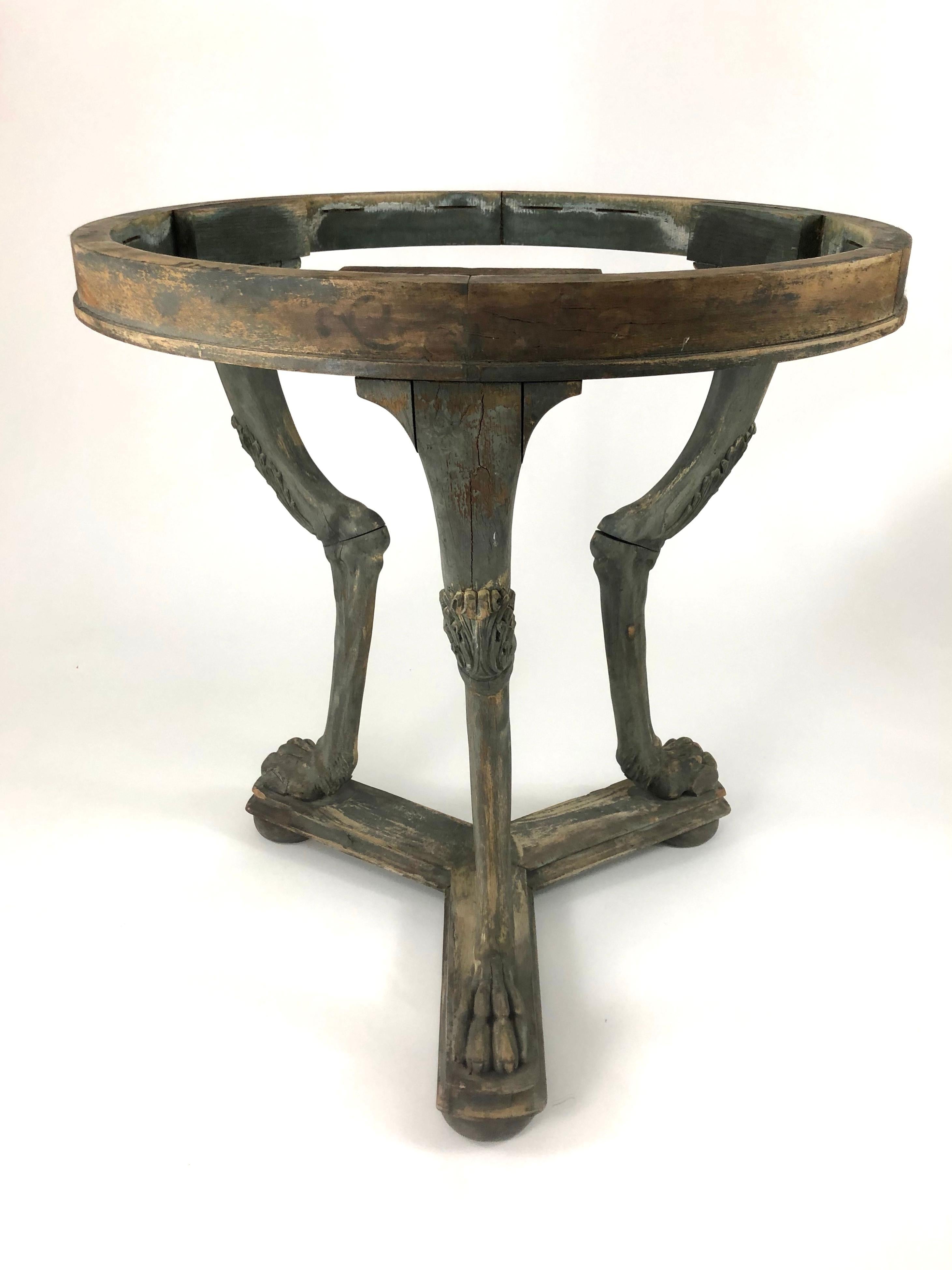 Neoclassical Marble Top Gueridon Side Table with Animal Paw Feet 1