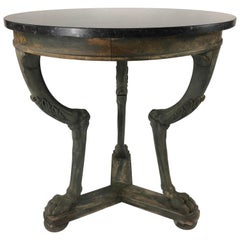 Table d'appoint néoclassique Guéridon à dessus en marbre et pieds en pattes d'animaux