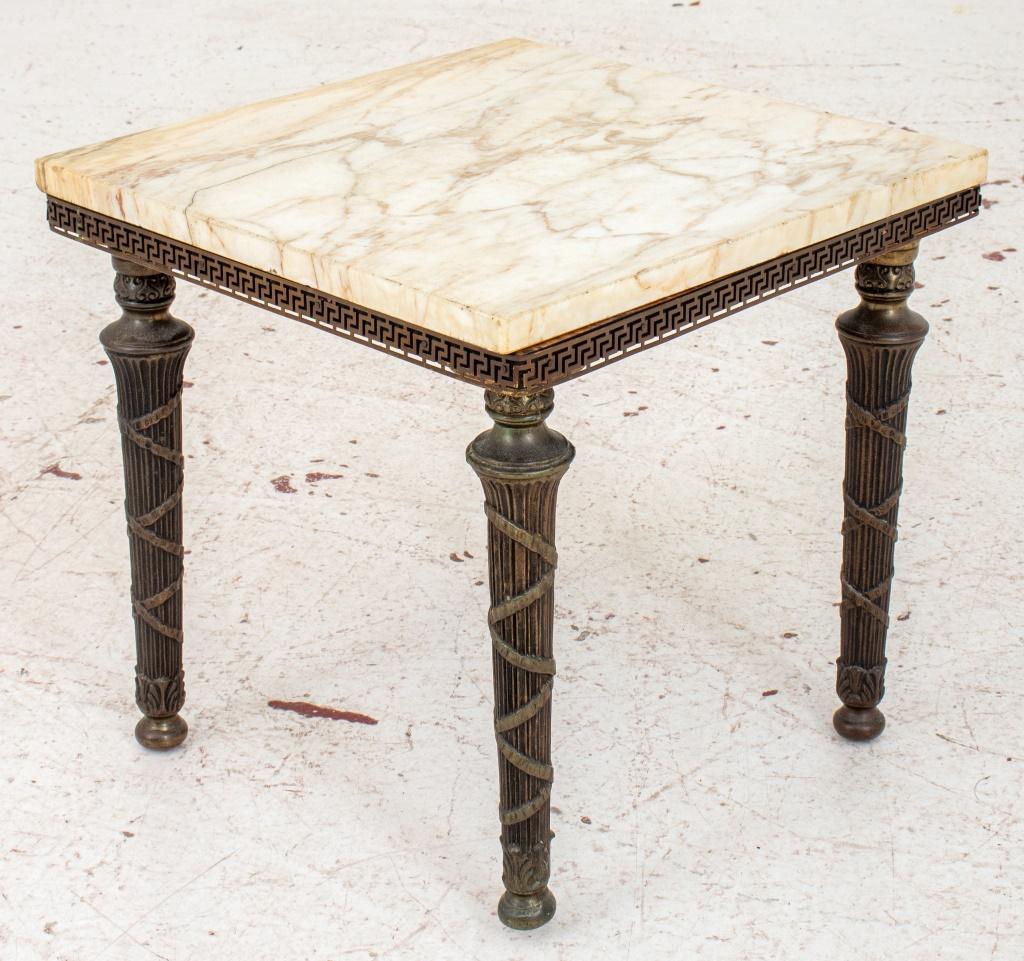 Metal Neoclassical Marble Topped Occasional Table
