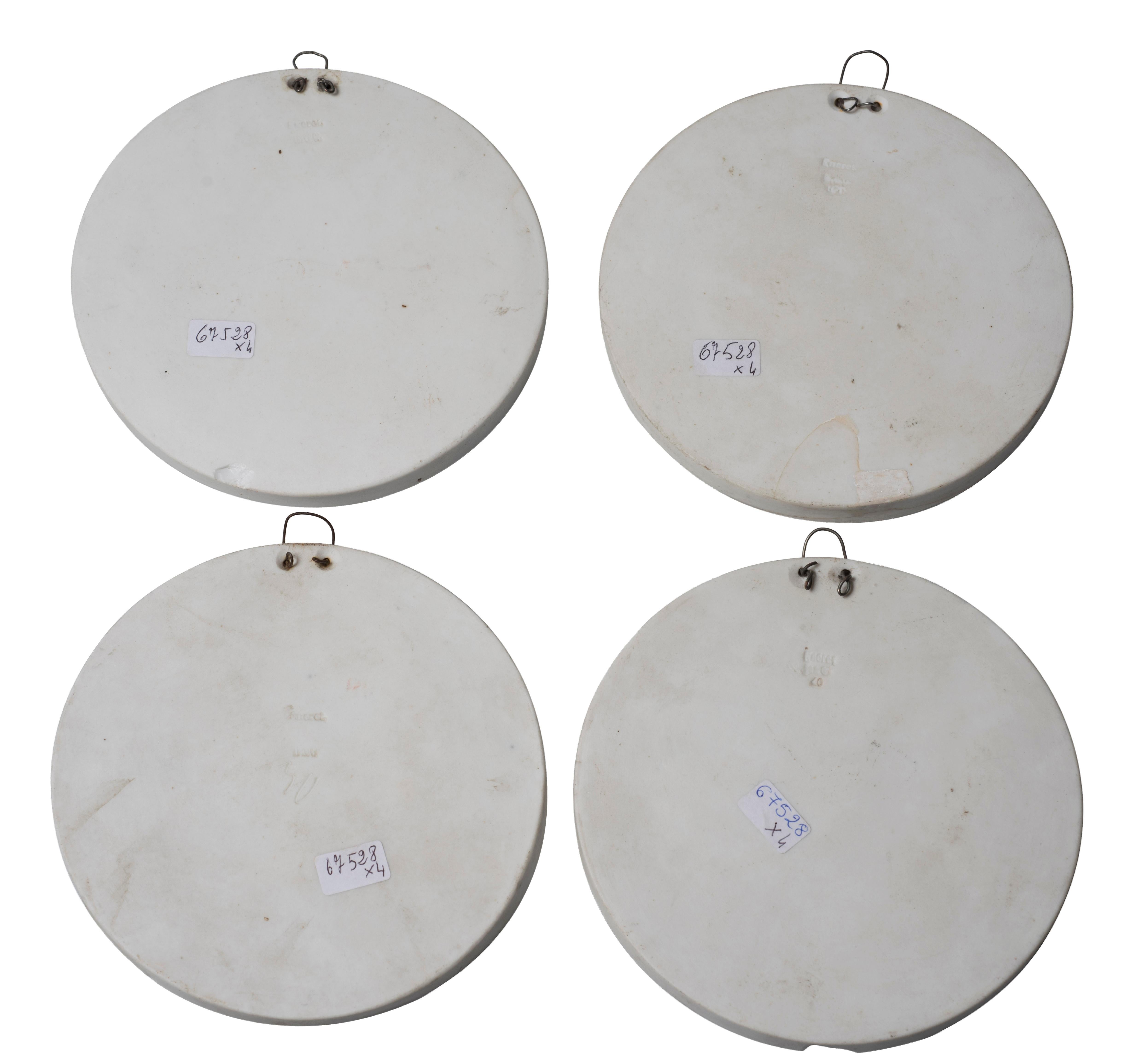 Neoclassical Medals are beautiful decorative objects.

Four circular plates in the precious biscuit porcelain with mythological subjects, and an evident Neoclassical taste. Realized in France in 19th century.

In very good conditions, except for