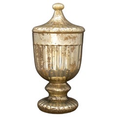 Neoclassical Mercury Glass Urn Vase with Cover