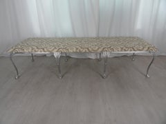 Neoclassical Metal and Upholstered Bench