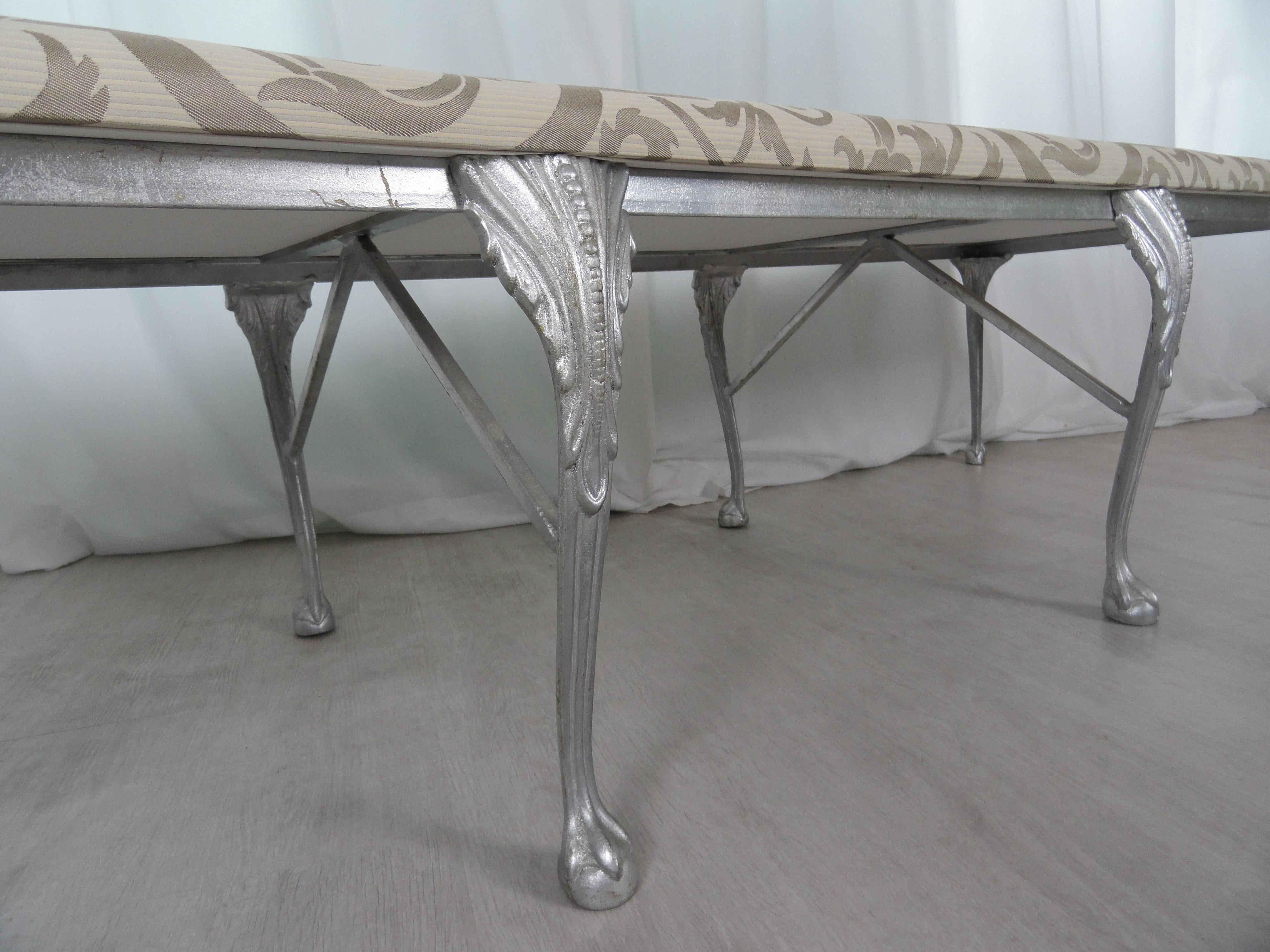 Neoclassical Metal and Upholstered Bench In Excellent Condition For Sale In West Palm Beach, FL