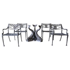 Neoclassical Metal Dolphin Patio Set
