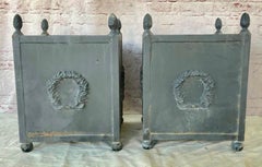 Neoclassical Metal Planters, A Pair with Laurel Wreath Motifs