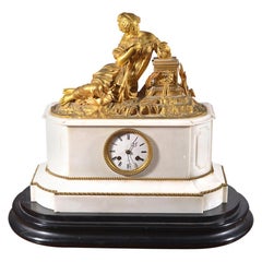 Neoclassical Mid-19th Century Eight Day Clock Striking on the Hour 
Half Hour