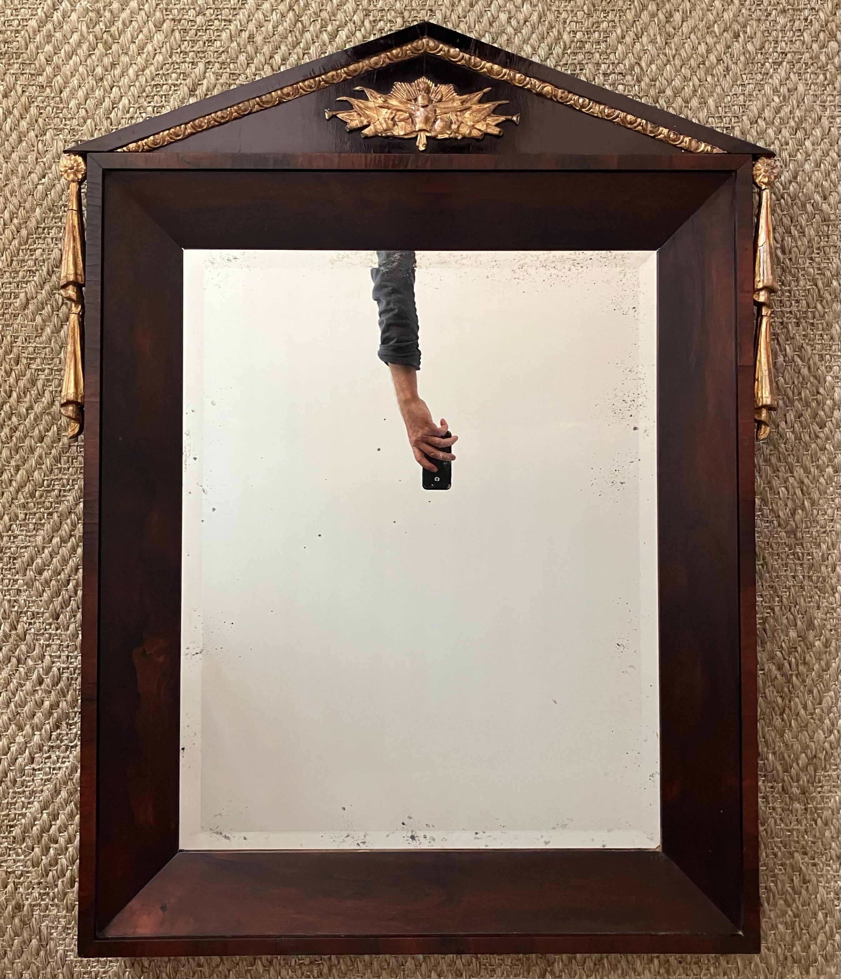 Neoclassico Specchio militare neoclassico in palissandro in vendita