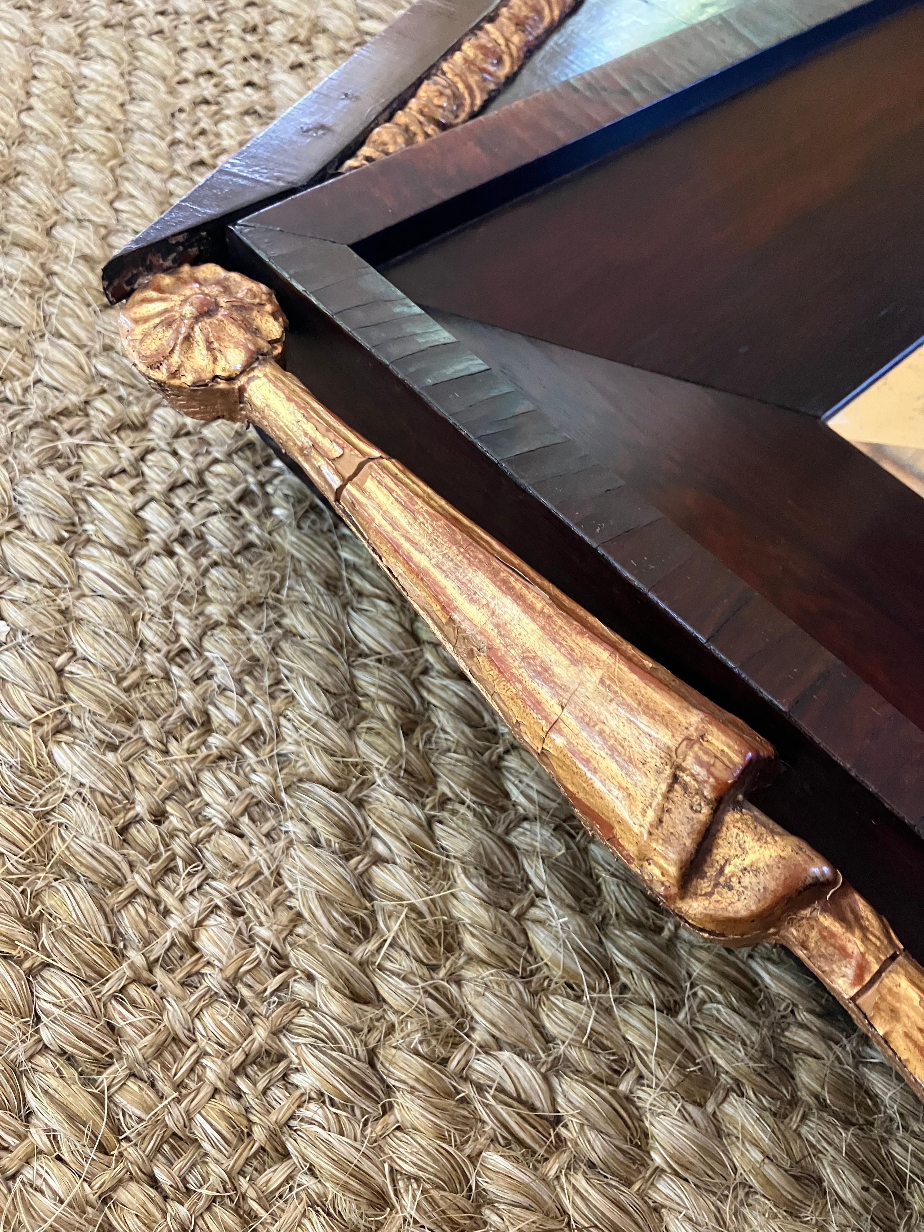 Fatto a mano Specchio militare neoclassico in palissandro in vendita