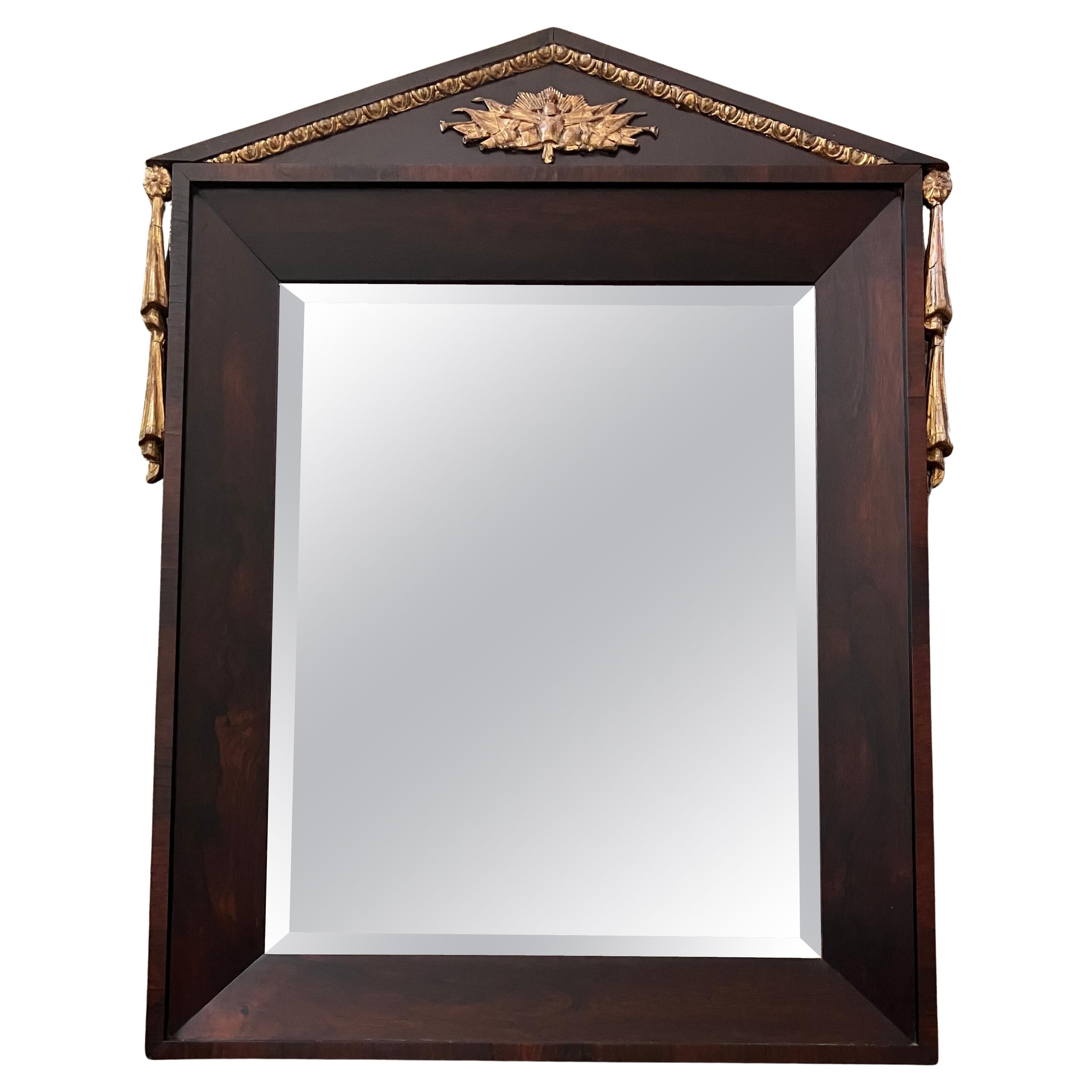 Specchio militare neoclassico in palissandro in vendita