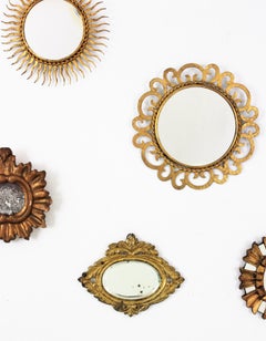 Neoclassical Mini Sized Bronze Mirror with Beveled Glass