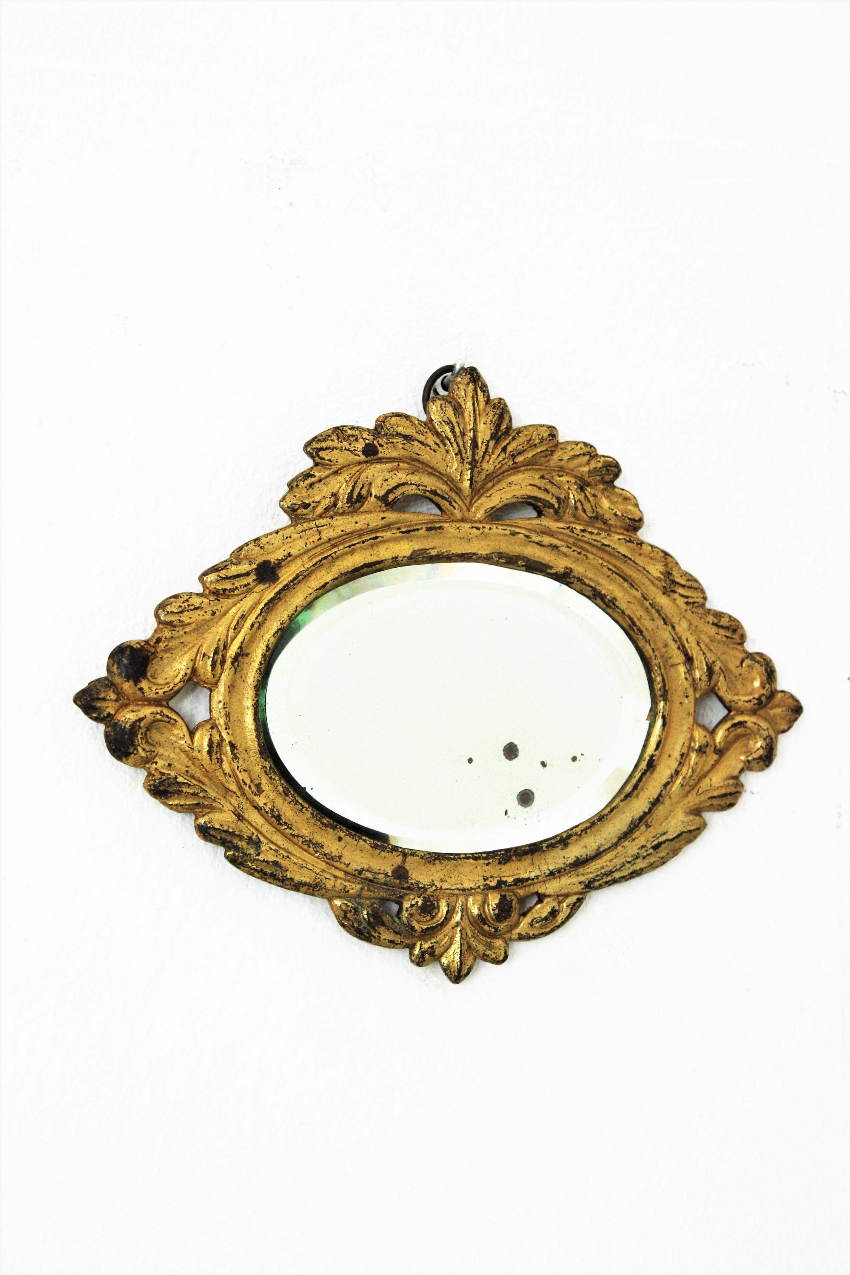 Neoclassical Revival Neoclassical Mini Sized Bronze Mirror with Beveled Glass For Sale
