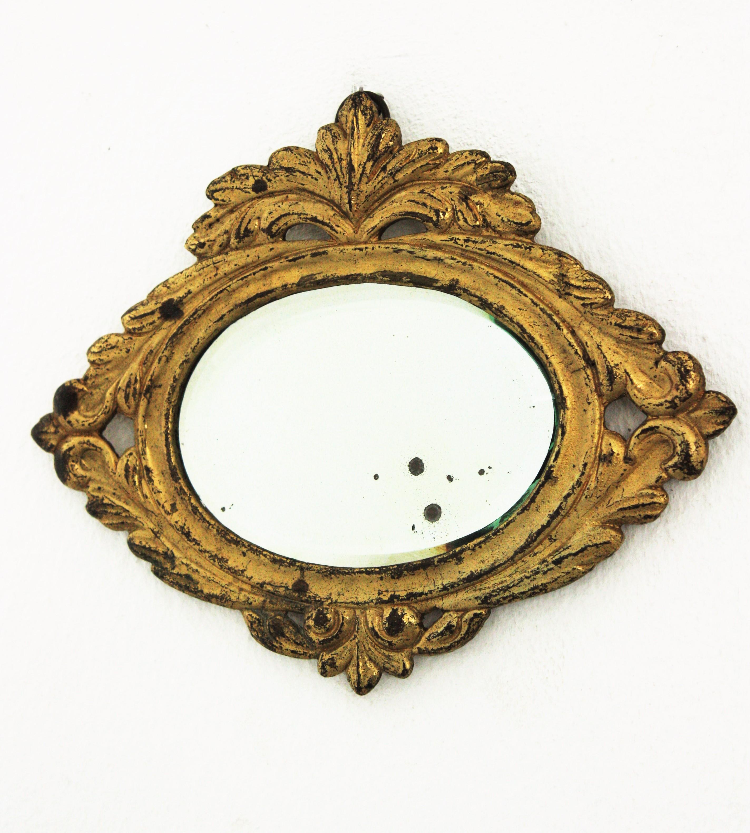 Neoclassical Mini Sized Bronze Mirror with Beveled Glass For Sale 2