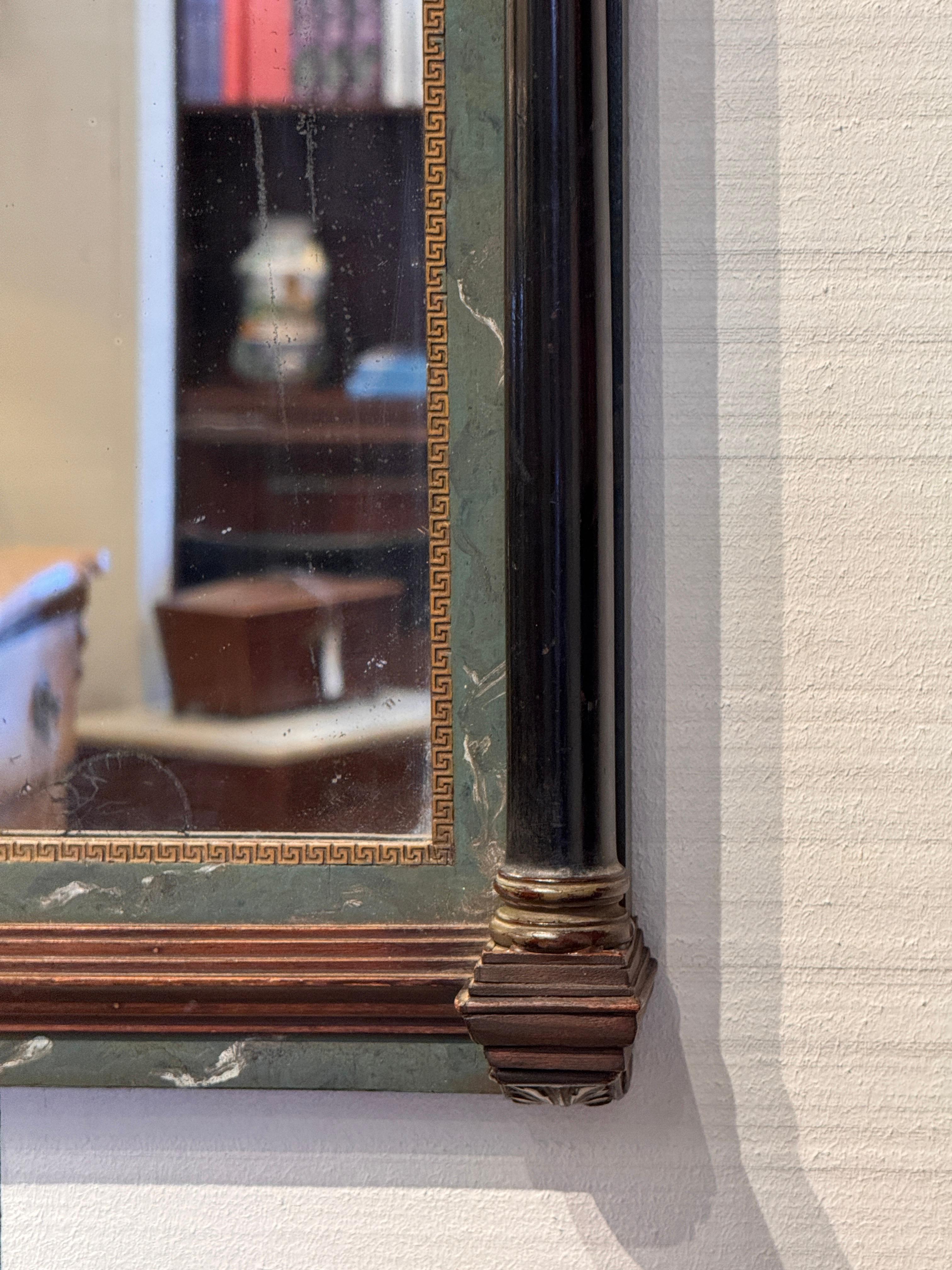Italian Neoclassical Mirror With Columns and Molded Cornice For Sale