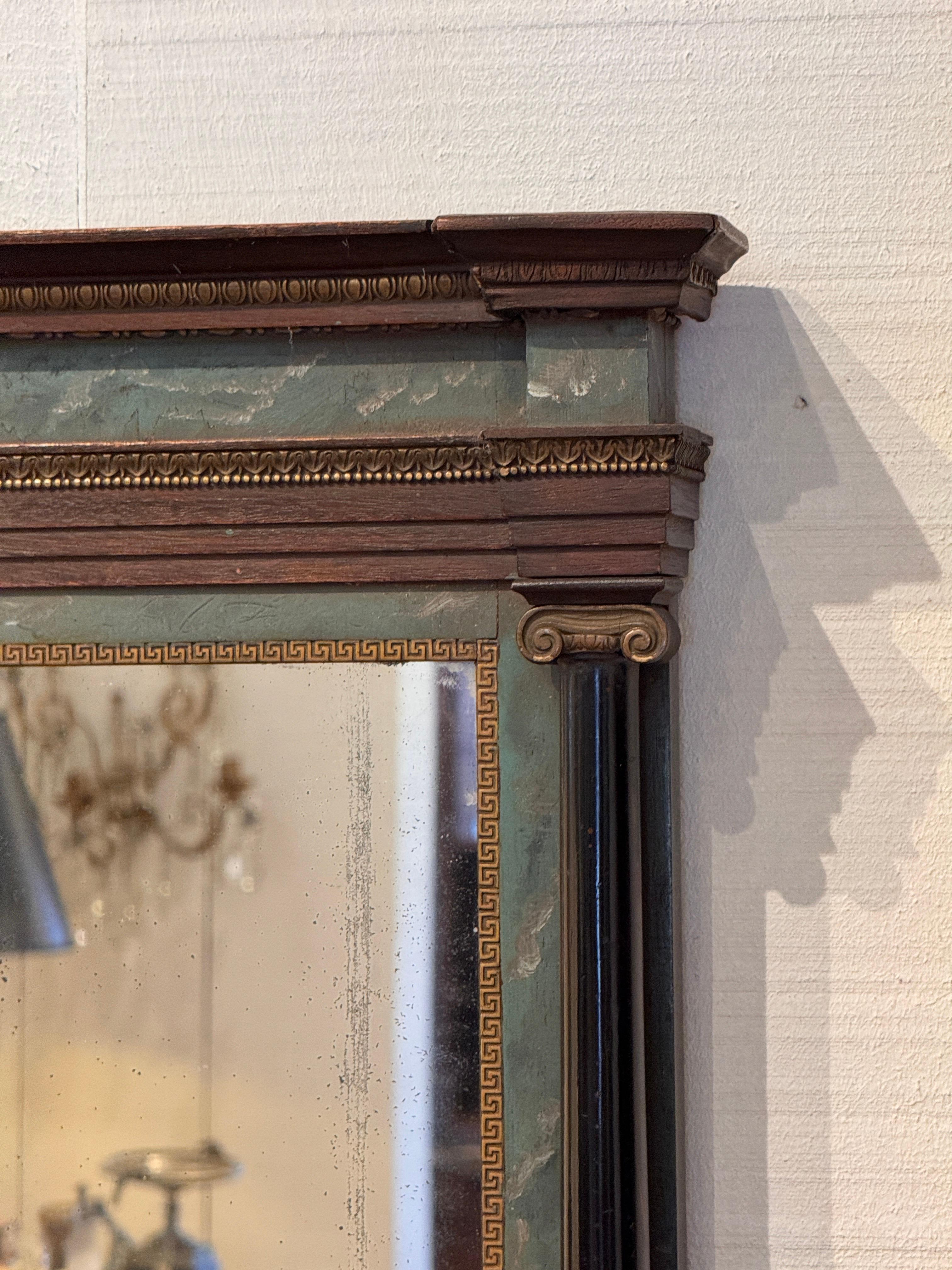 19th Century Neoclassical Mirror With Columns and Molded Cornice For Sale