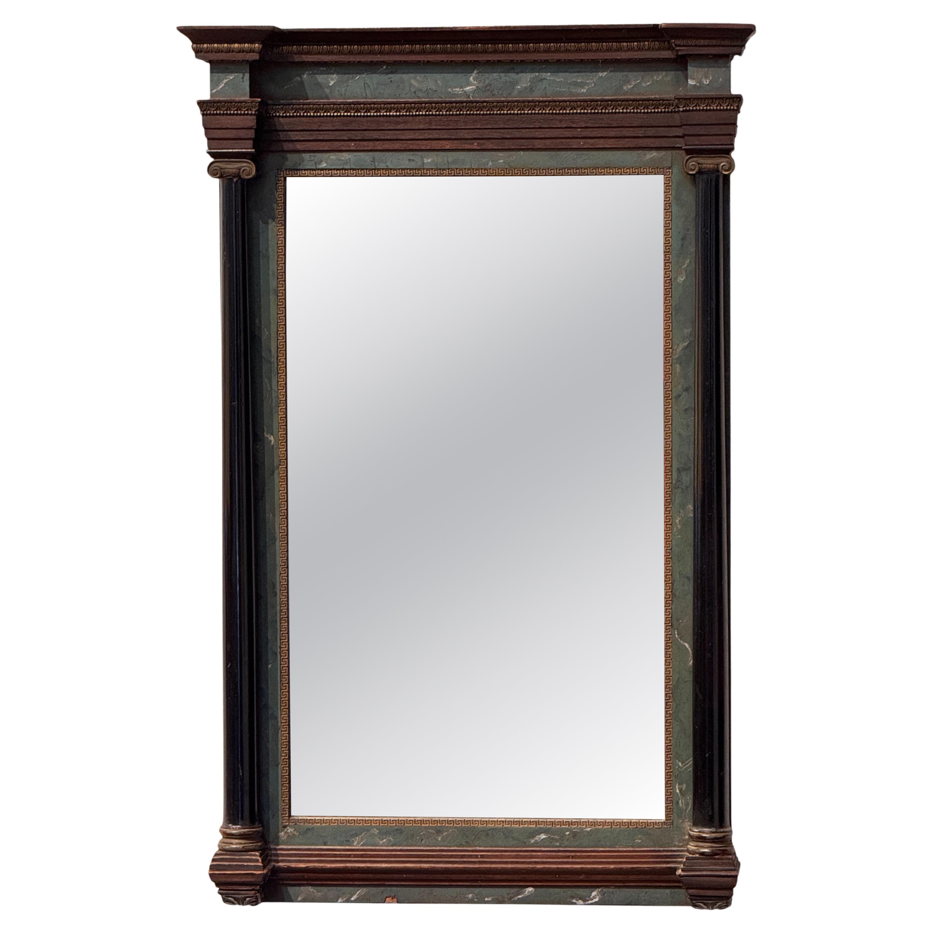 Neoclassical Mirror With Columns and Molded Cornice For Sale