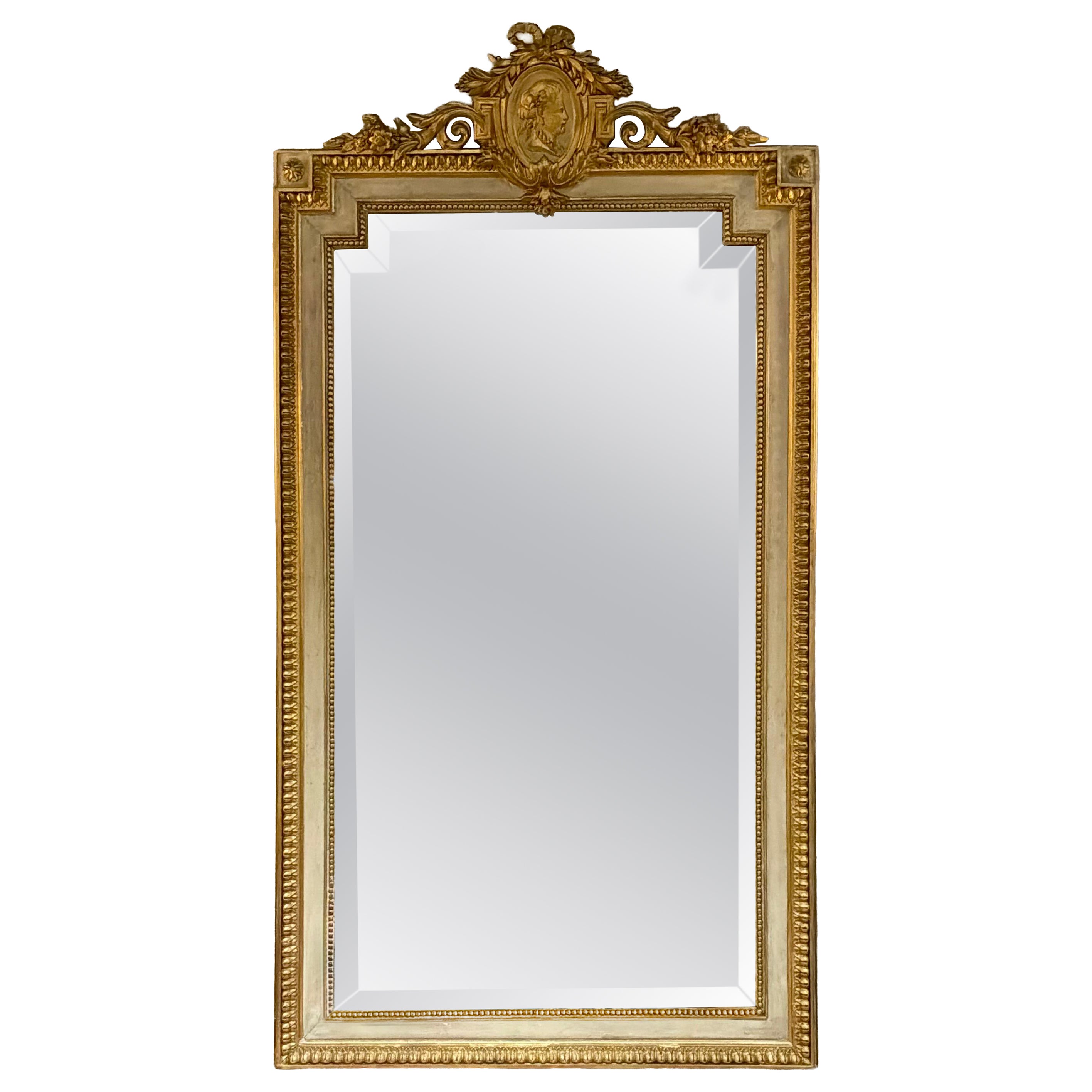 Neoclassical mirror with parcel paint and parcel gilt finish