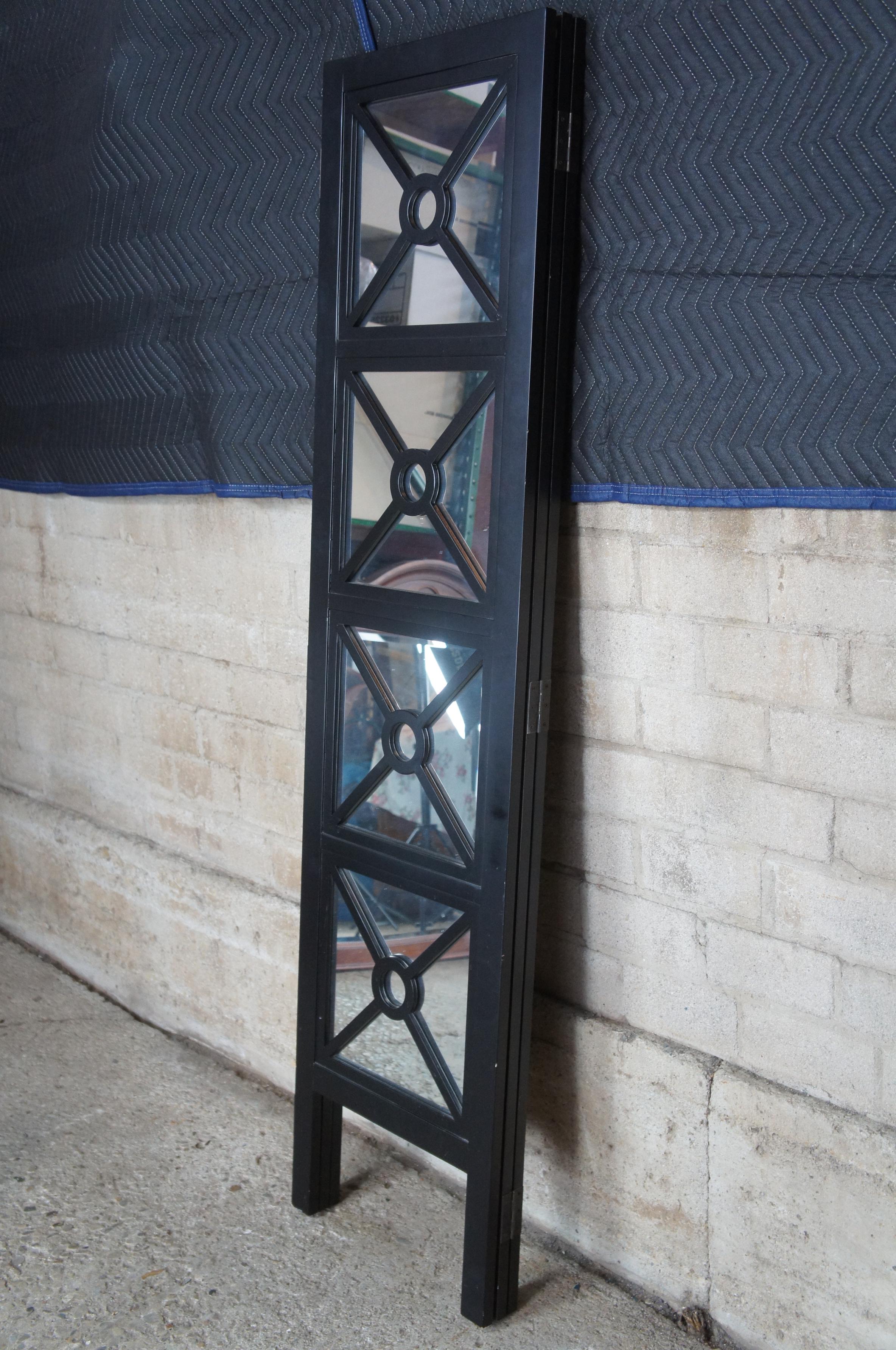 Neoclassical Modern 3 Panel Mirrored Folding Room Divider Privacy Screen X  In Good Condition For Sale In Dayton, OH