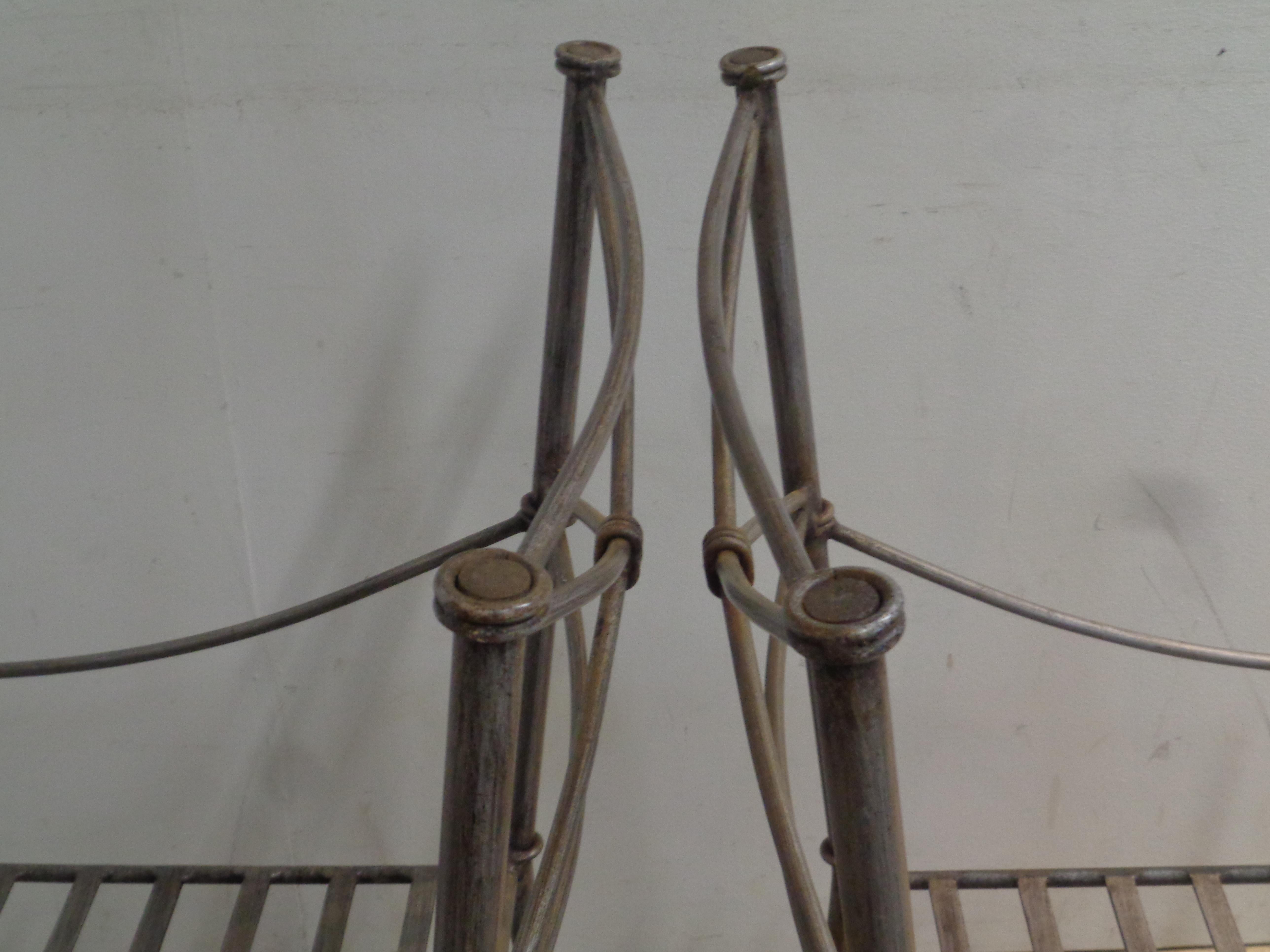 Neoclassical Modern Silvered Iron Armchairs in the style of Giacometti 8