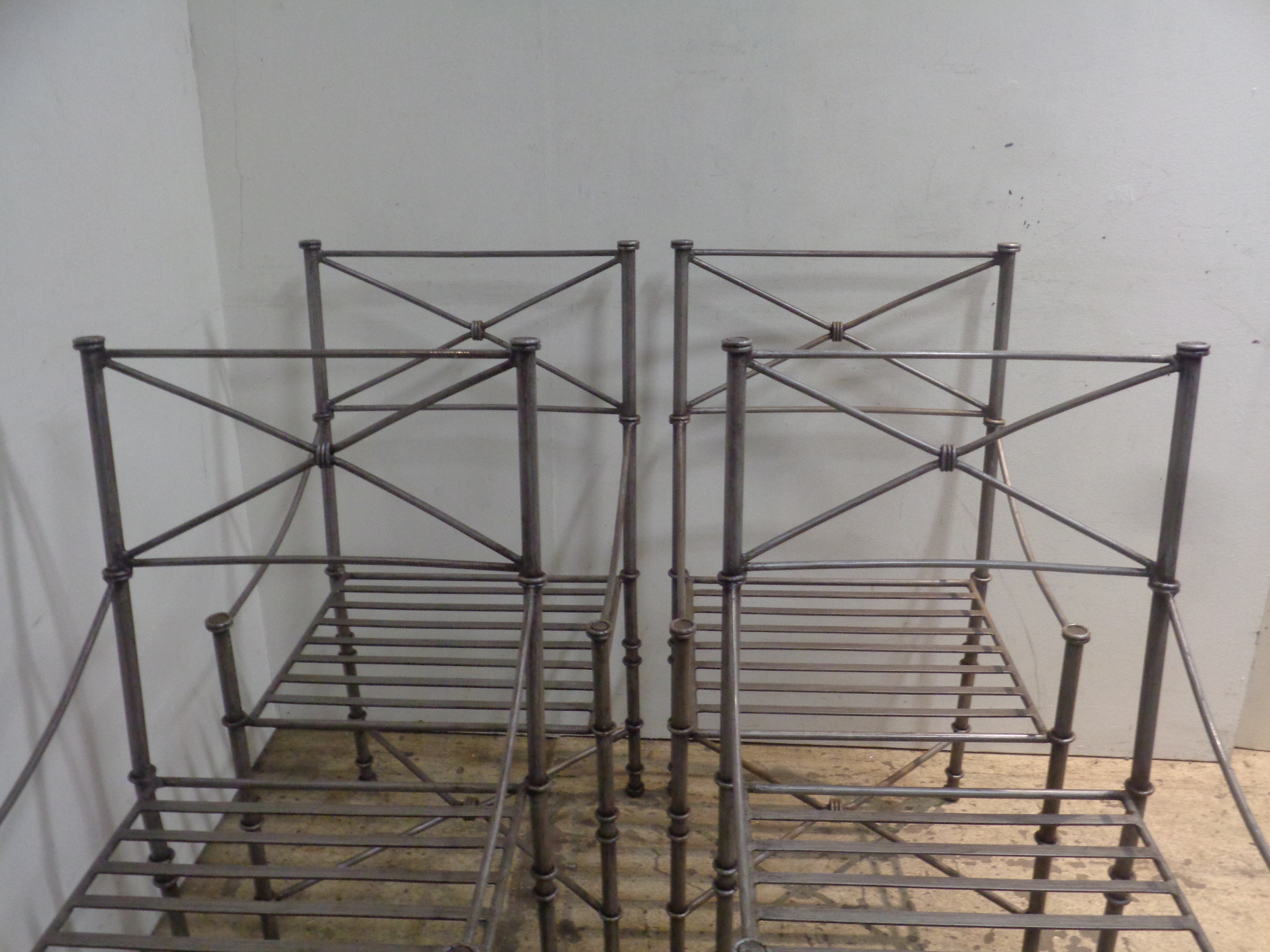 Metalwork Neoclassical Modern Silvered Iron Armchairs in the style of Giacometti