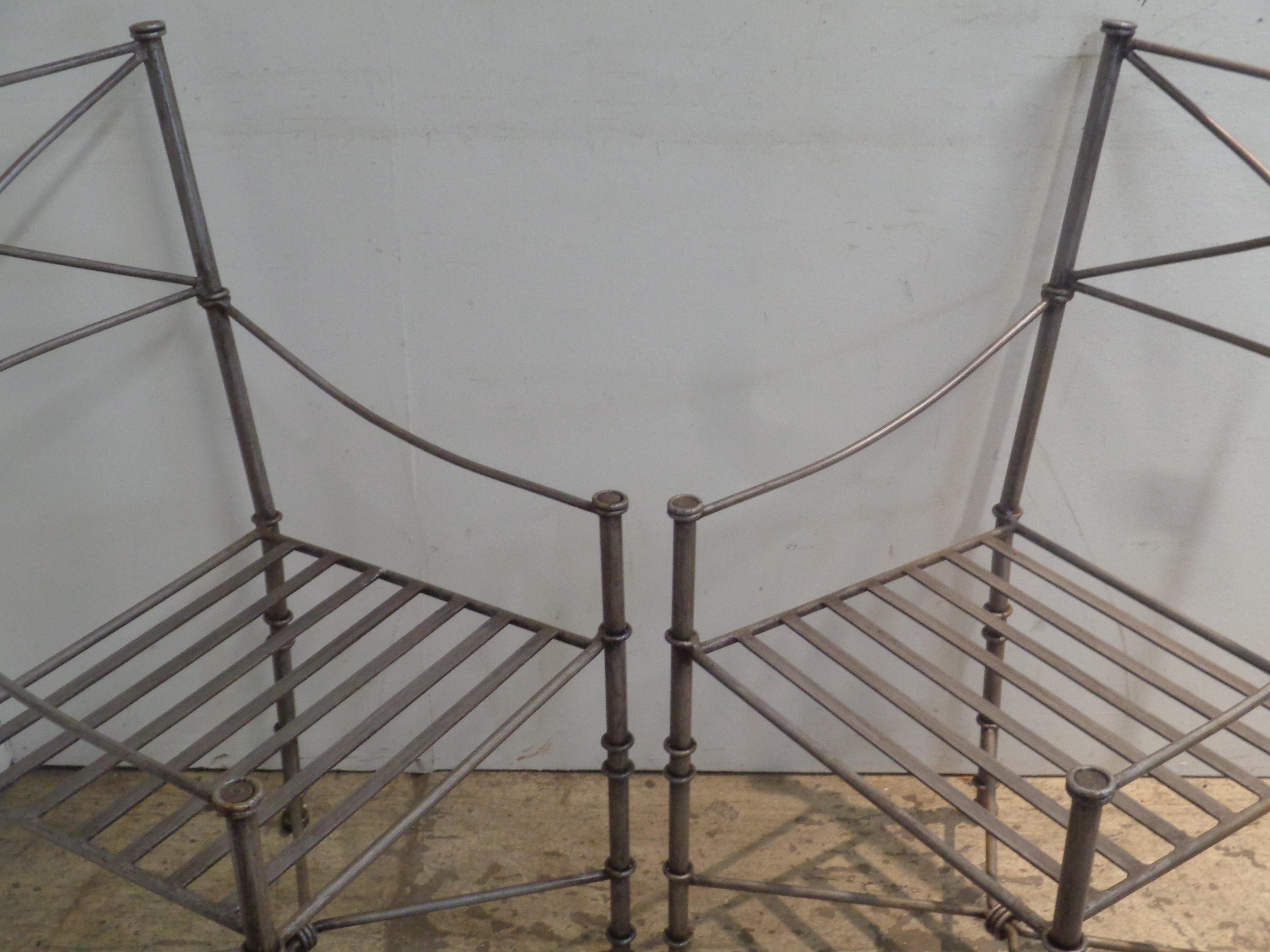 Neoclassical Modern Silvered Iron Armchairs in the style of Giacometti 1