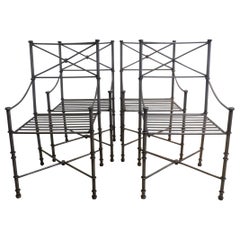 Neoclassical Modern Silvered Iron Armchairs in the style of Giacometti