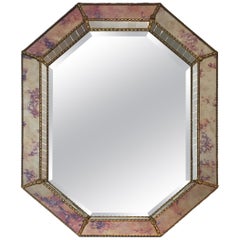 Neoclassical Multi-Faceted Octogonal Mirror Made of Faux-Antique Mirror, Mirrors