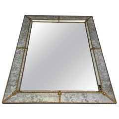 Neoclassical Multifaceted Mirror Made of Faux-Antique Mirror
