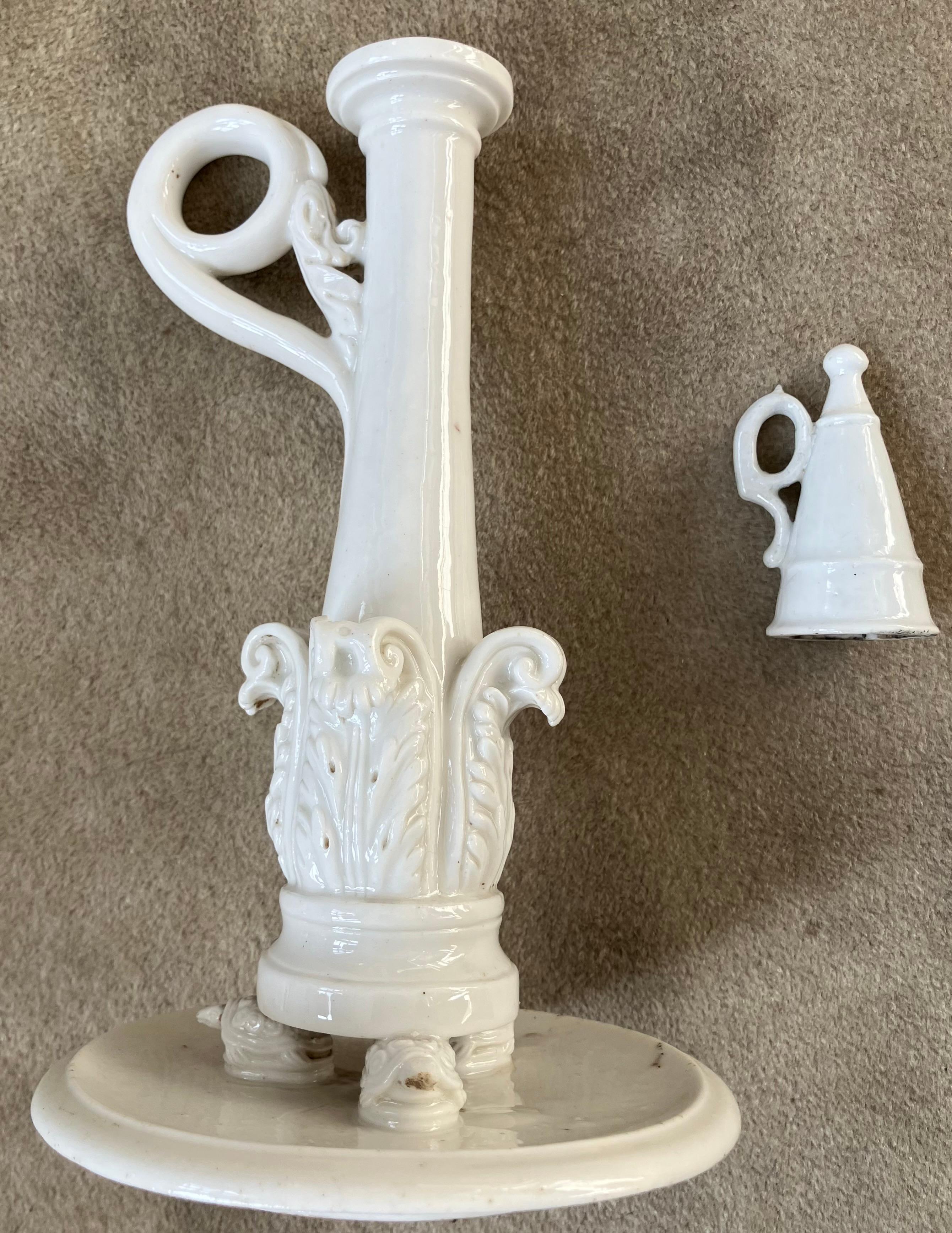 Neoclassical Naples White Porcelain Candlestick For Sale 6