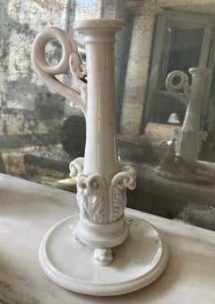 Neoclassical Naples White Porcelain Candlestick