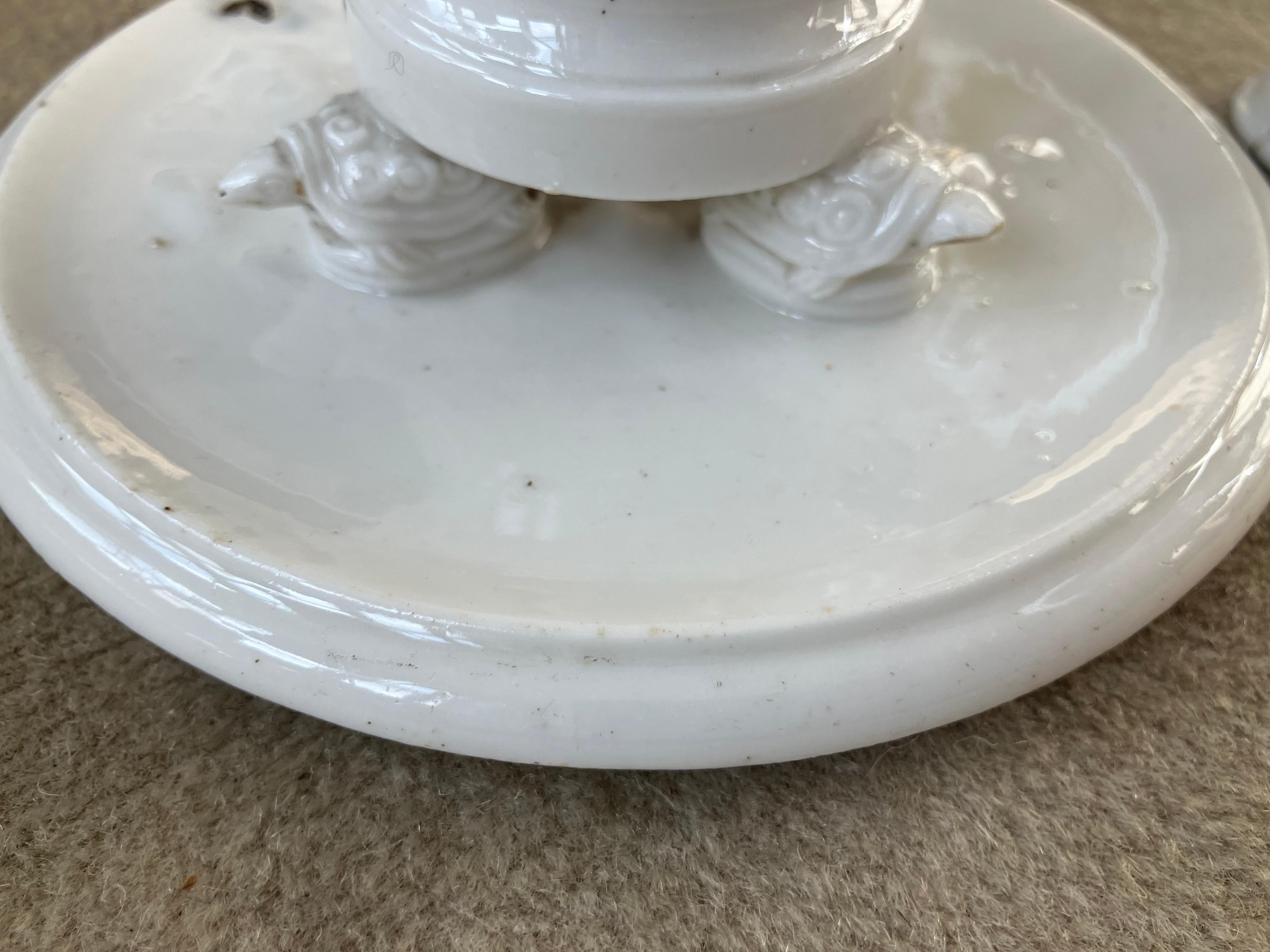 18th Century Neoclassical Naples White Porcelain Candlestick For Sale
