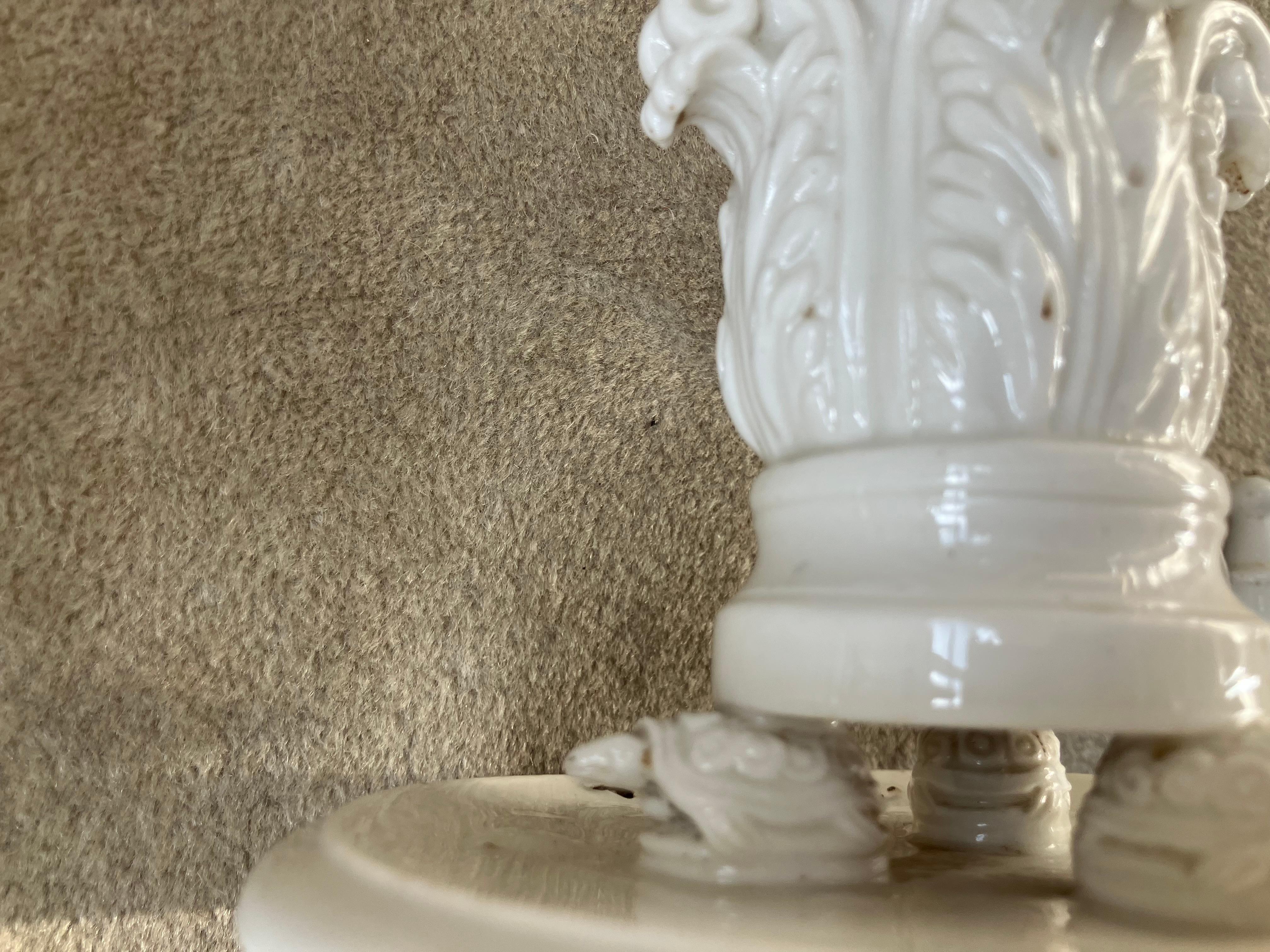 Neoclassical Naples White Porcelain Candlestick For Sale 1