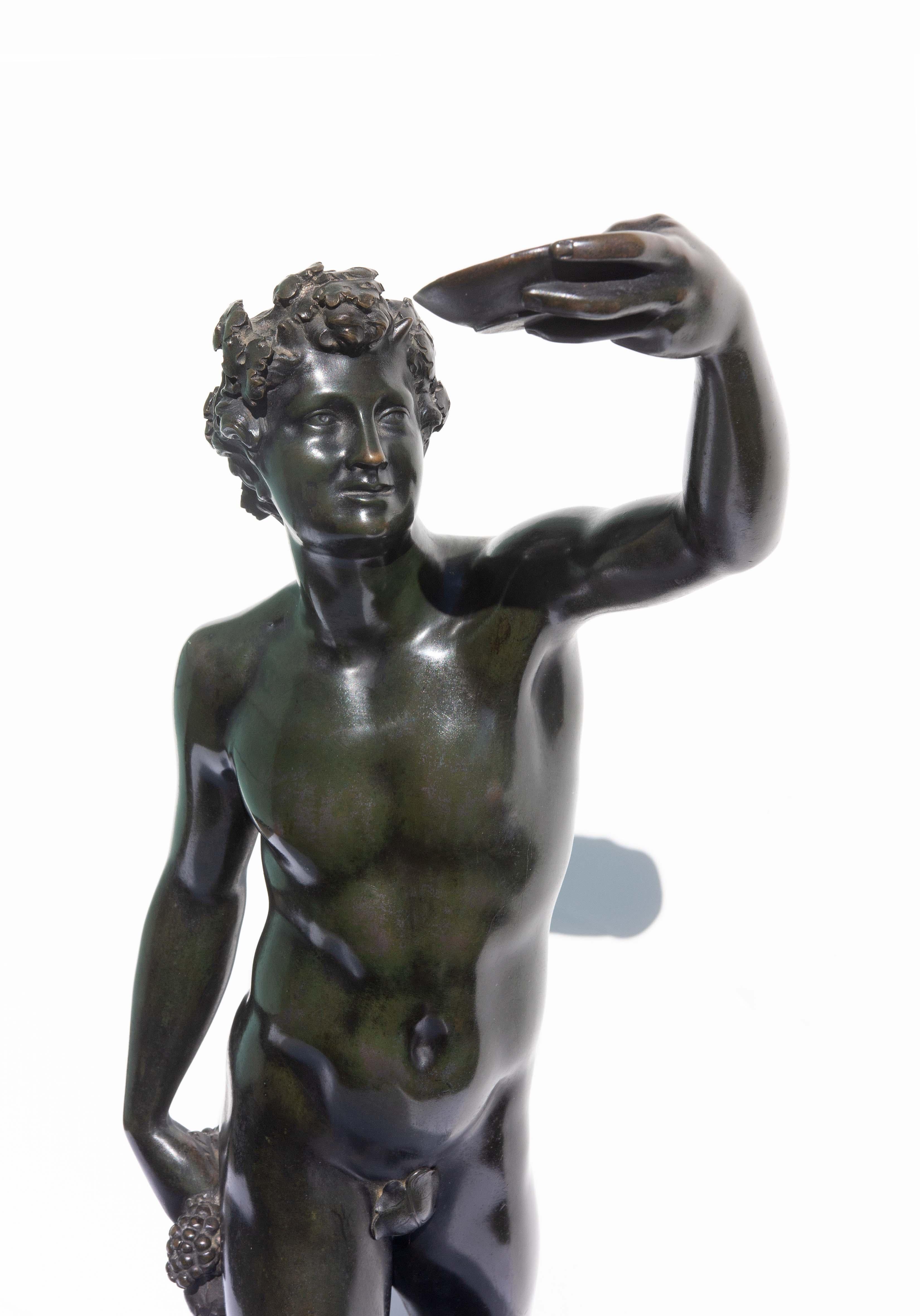 European Neoclassical Nude Sculpture of a Young Bacchus by Elias Hutter, 19th Century For Sale