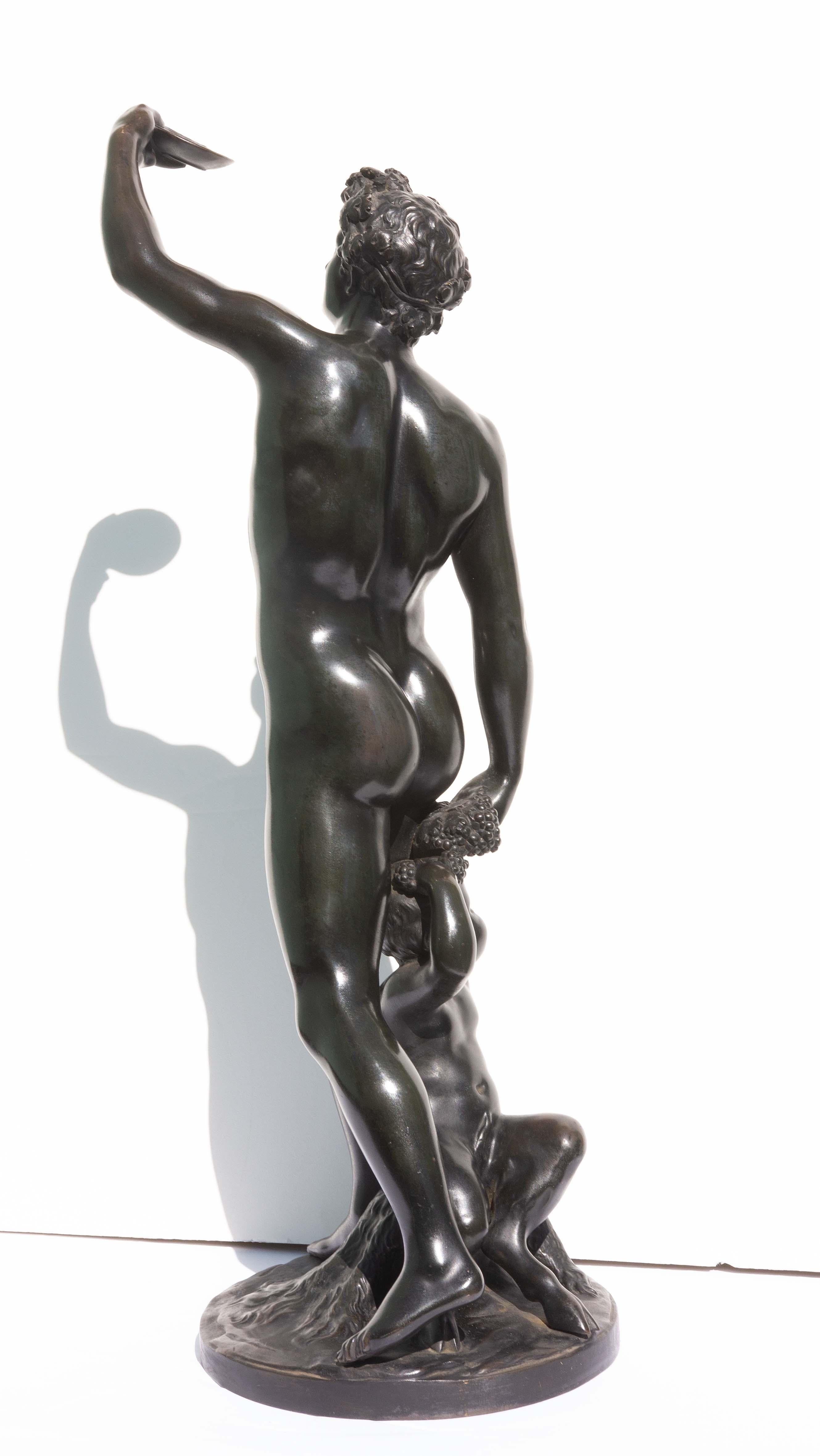 Neoklassizistische nackte Skulptur eines jungen Bacchus von Elias Hutter aus dem 19. Jahrhundert (Patiniert) im Angebot