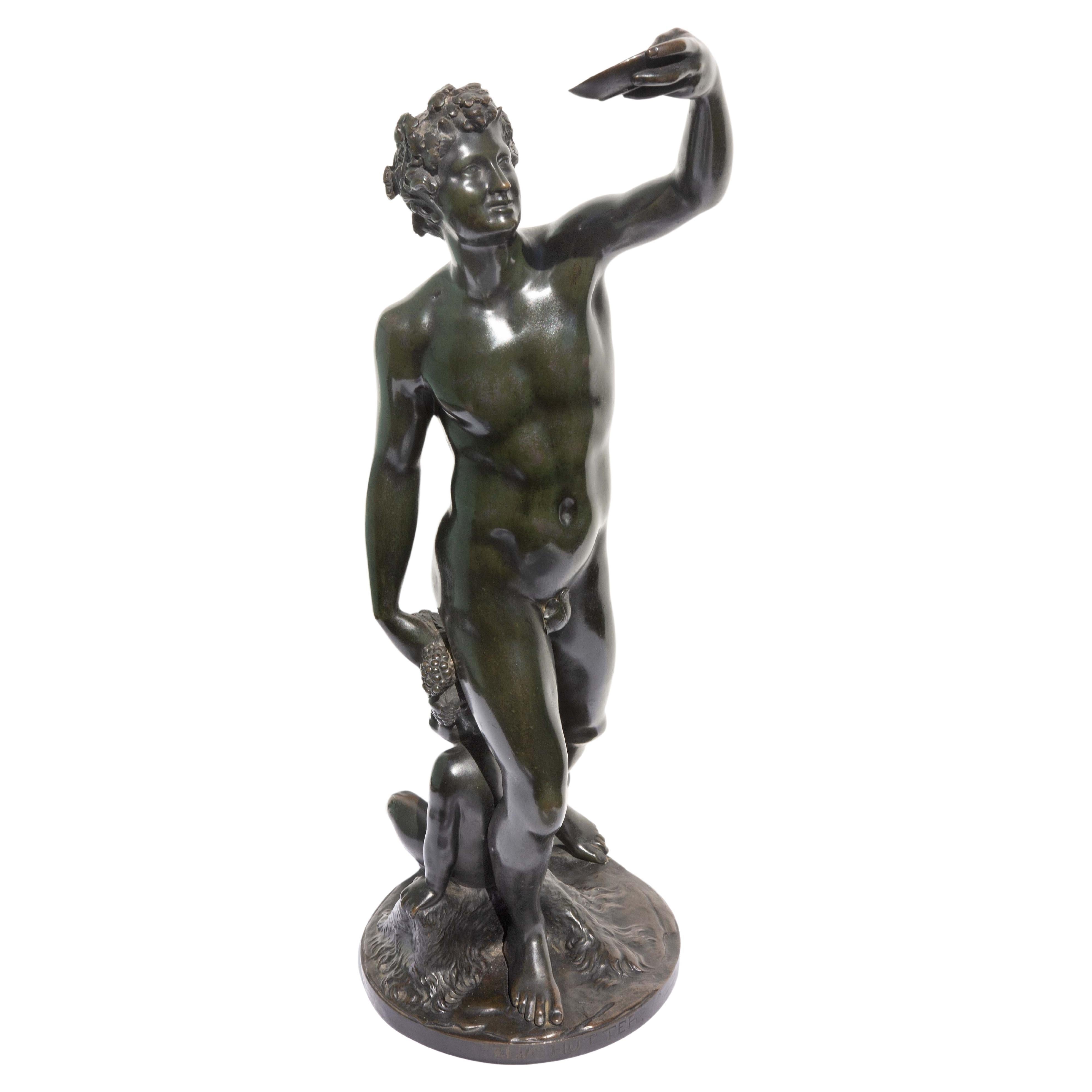Neoclassical Nude Sculpture of a Young Bacchus by Elias Hutter, 19th Century For Sale