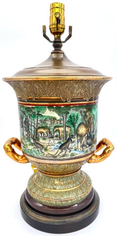 Neoclassical Old Paris Style Exotic Jungle Landscape Campana Urn Lamp