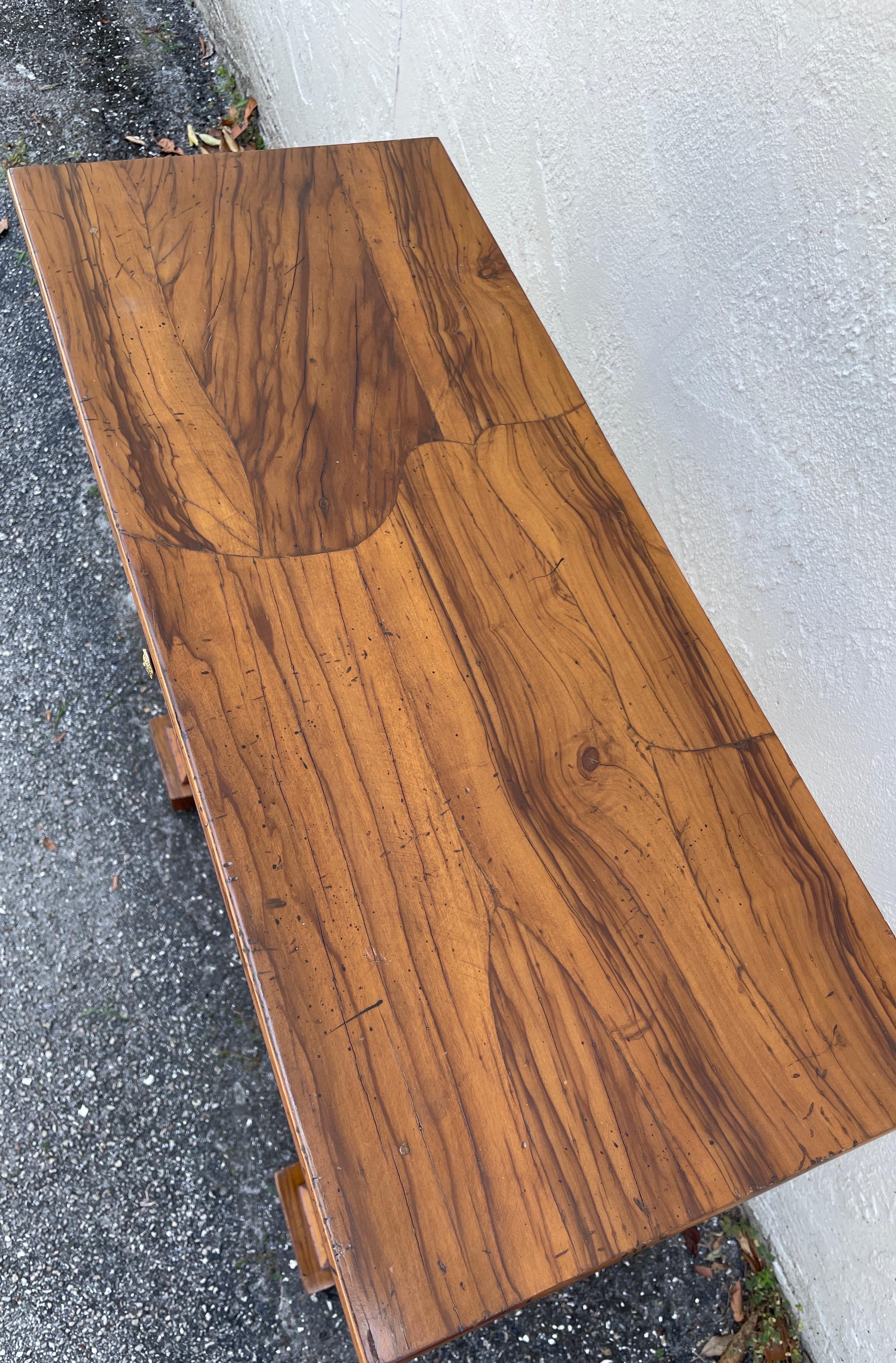 Neoclassical Olivewood Console Table In Good Condition For Sale In West Palm Beach, FL