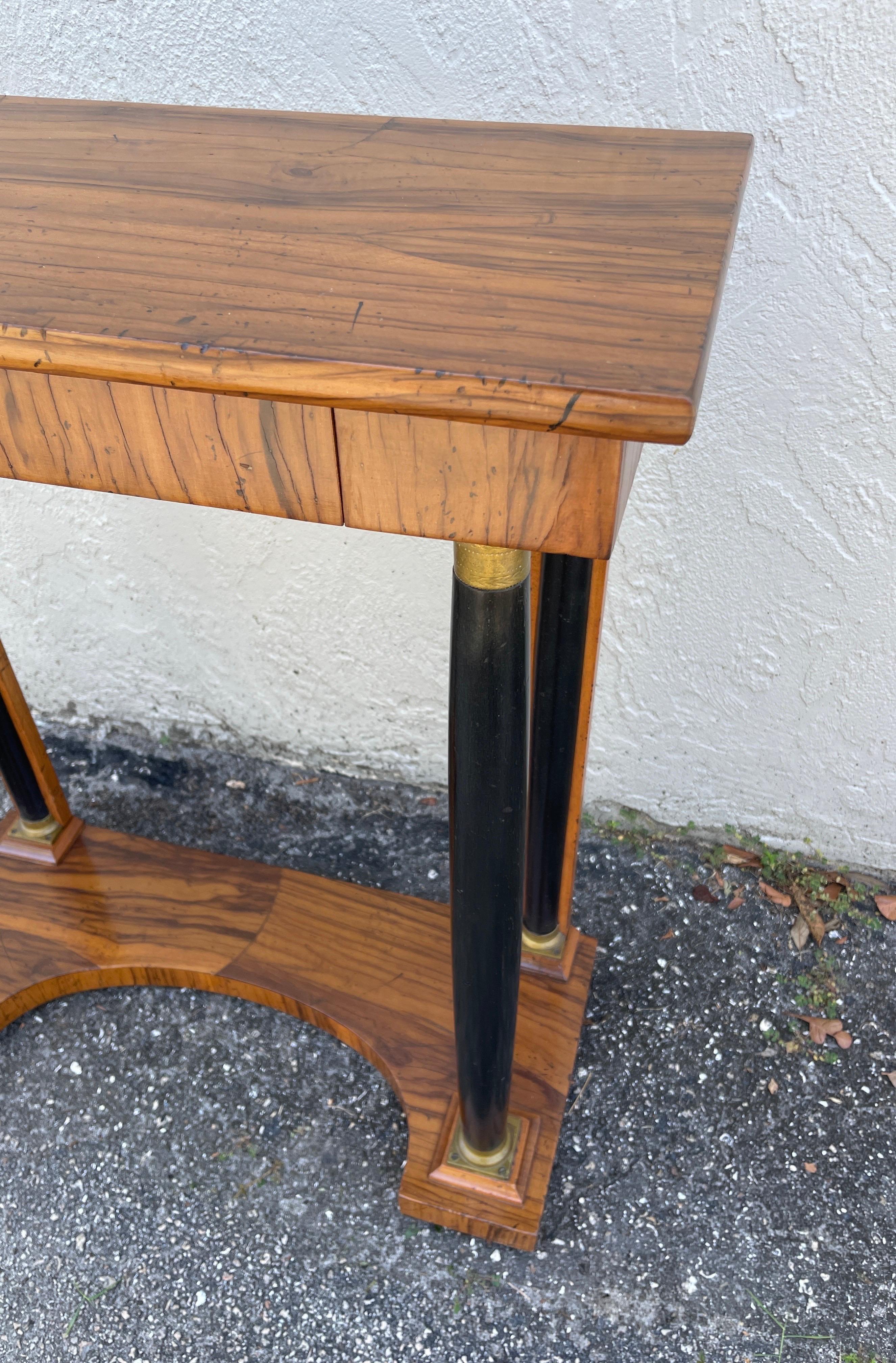 20th Century Neoclassical Olivewood Console Table For Sale