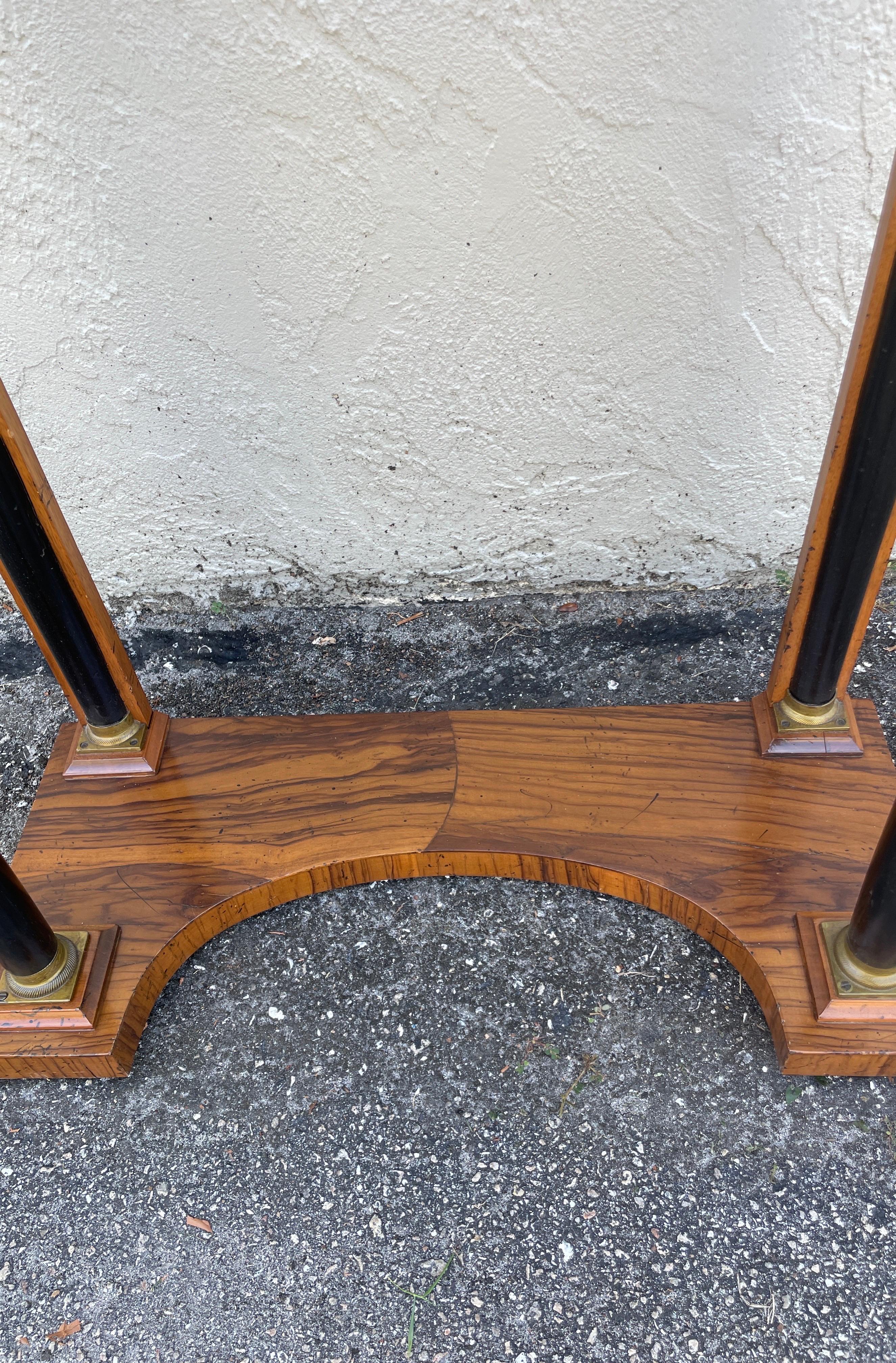 Wood Neoclassical Olivewood Console Table For Sale