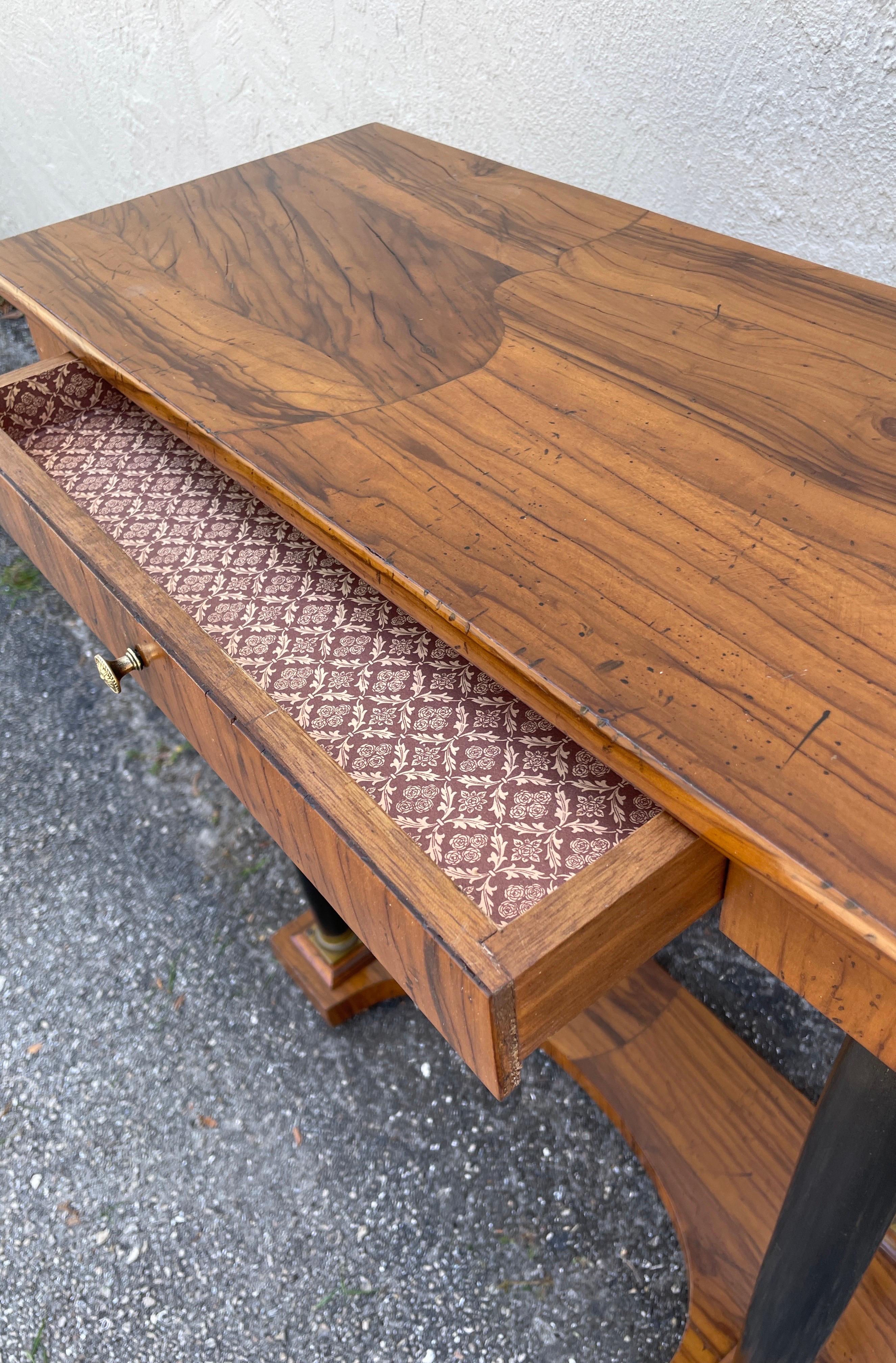 Neoclassical Olivewood Console Table For Sale 1