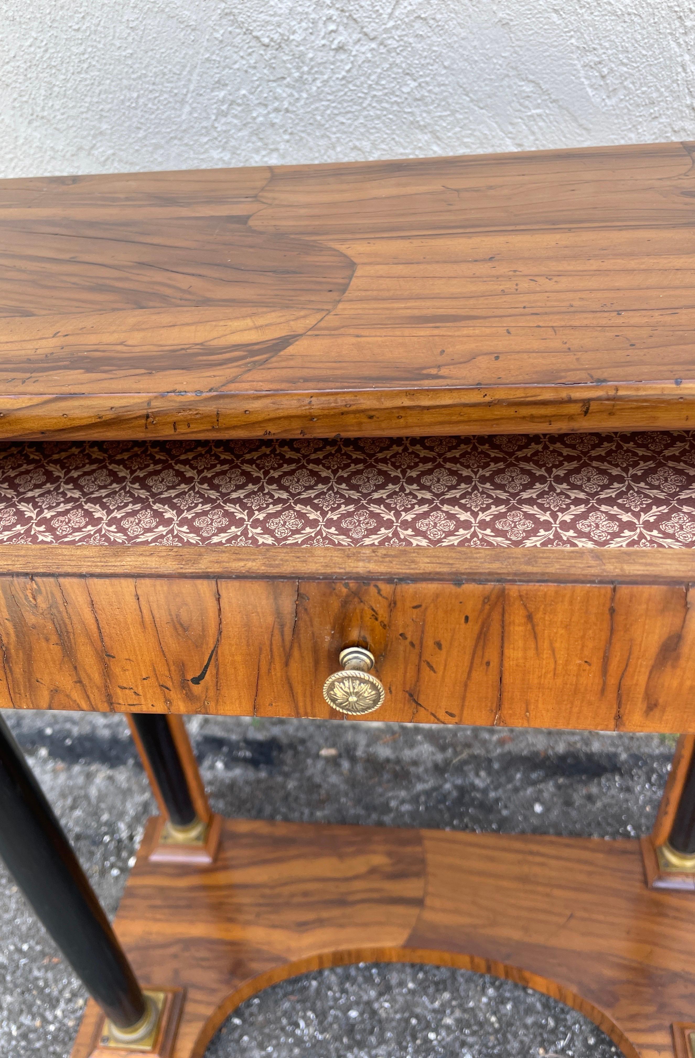 Neoclassical Olivewood Console Table For Sale 2