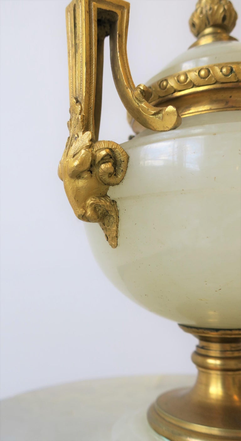 Onyx Marble Inkwell or Box Regency Style Gold Gilt Bronze with Rams ...