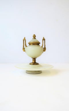 Onyx Marble Gold Gilt Bronze Inkwell