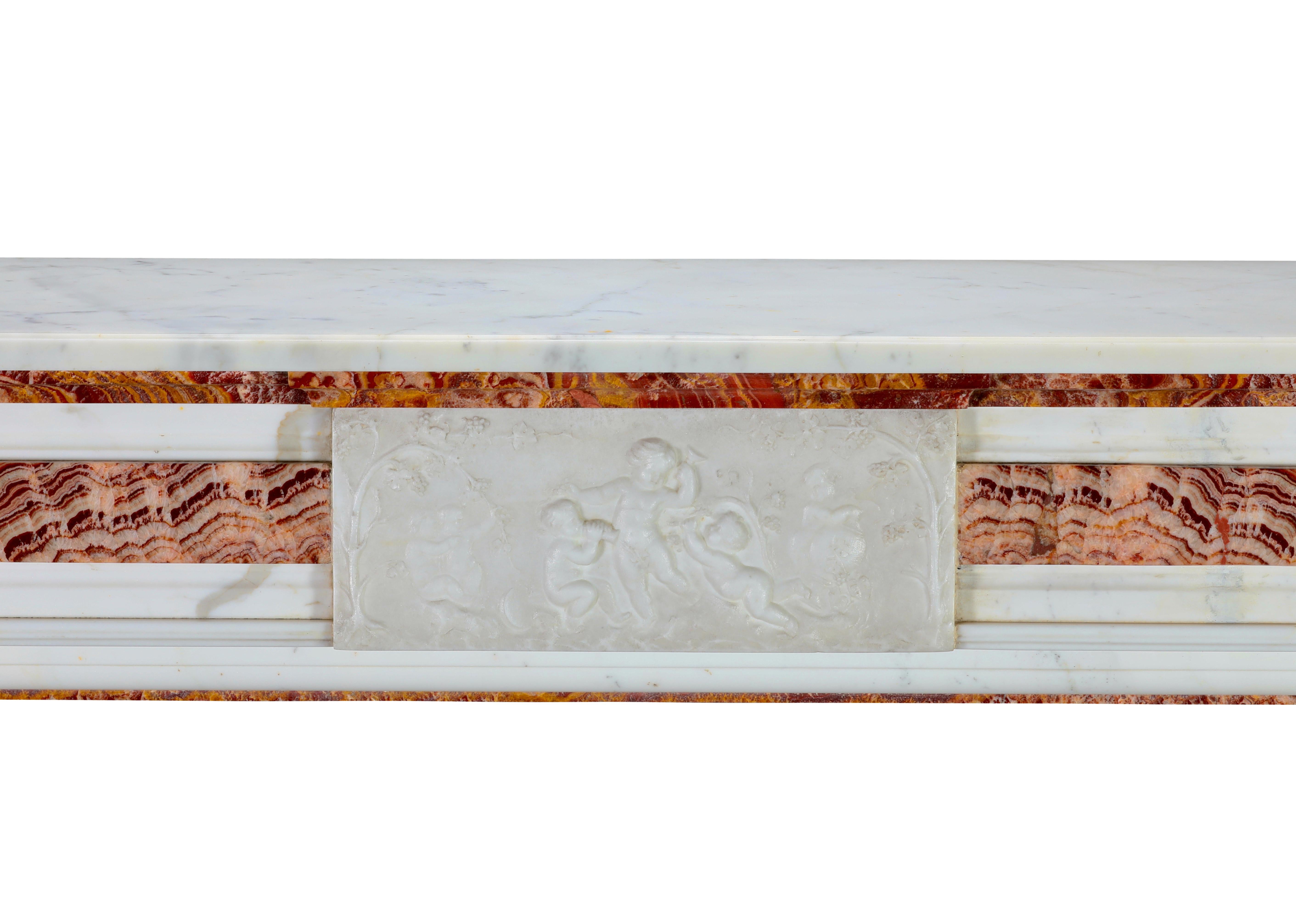 XIXe siècle Entourage de cheminée néoclassique en onyx et marbre blanc pour décoration intérieure de luxe en vente