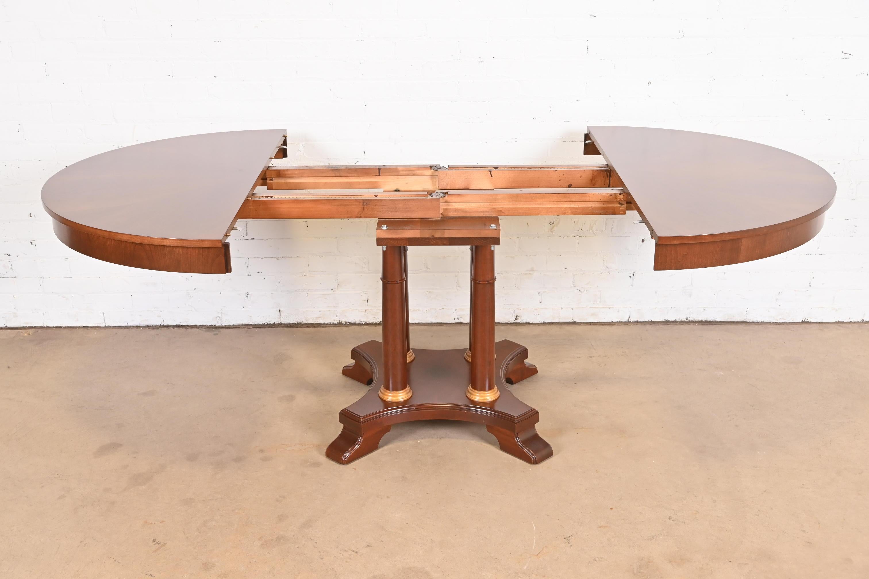 Neoclassical or Empire Cherry Wood Pedestal Dining Table, Newly Refinished For Sale 5