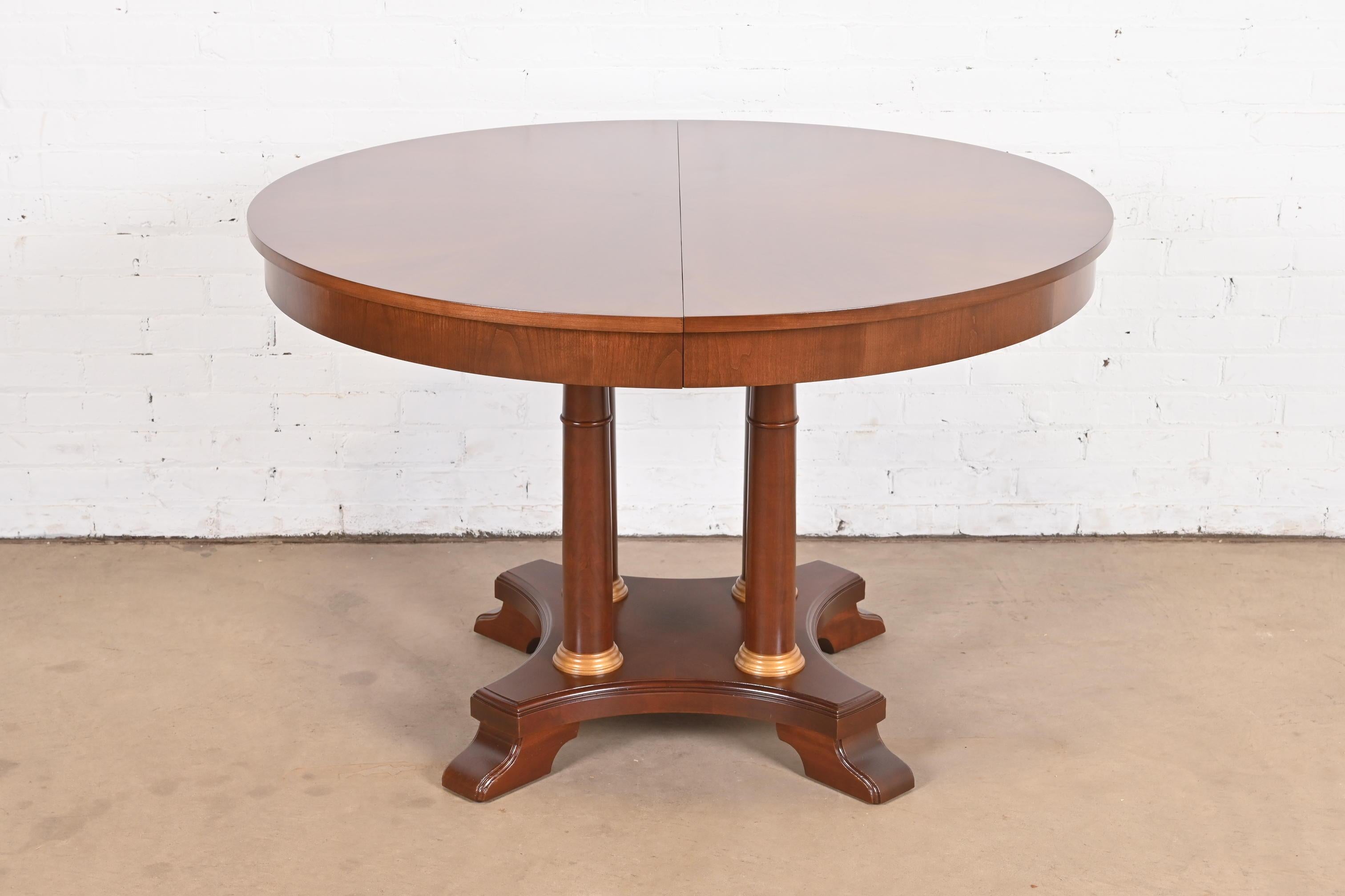 Neoclassical or Empire Cherry Wood Pedestal Dining Table, Newly Refinished For Sale 6